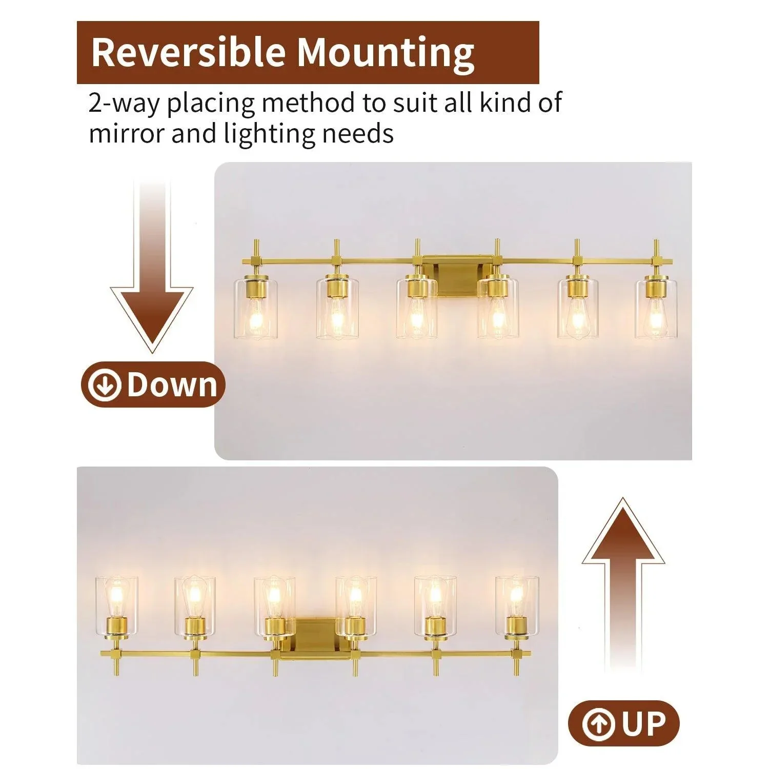 Jasper Modern Clear Glass 6-Light Bathroom Vanity Light - Image 8