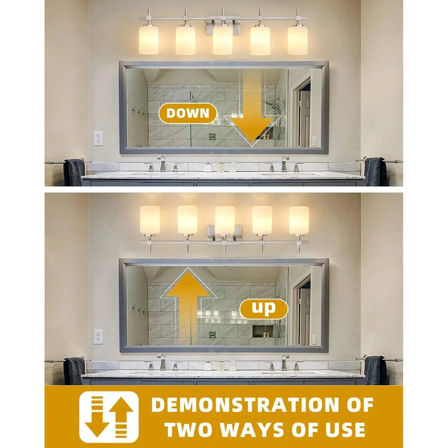 Jasper Modern Frosted Glass 5-Light Bathroom Linear Vanity Light - Image 14