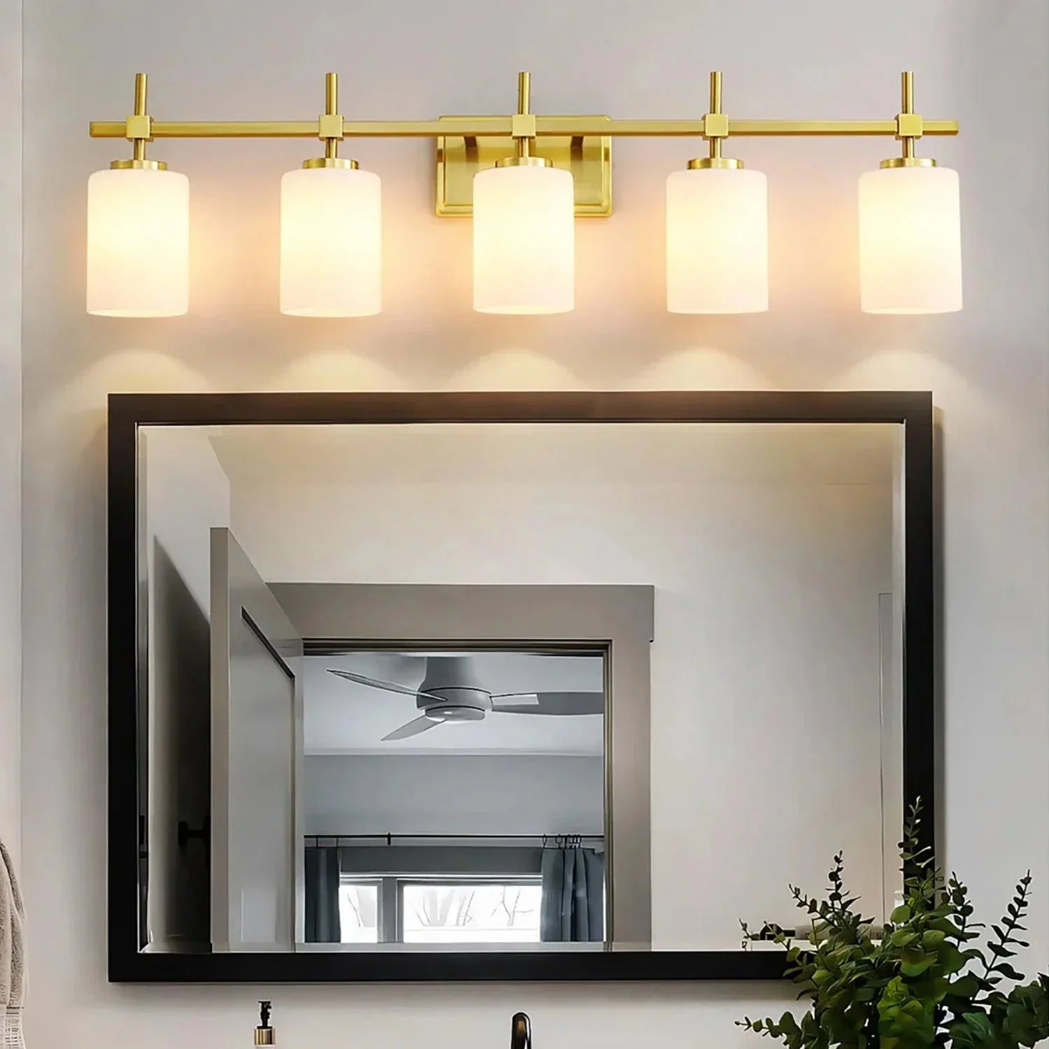 Jasper Modern Frosted Glass 5-Light Bathroom Linear Vanity Light - Image 2