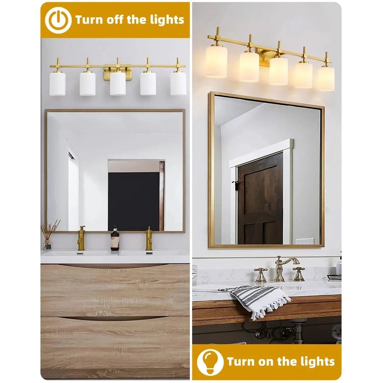 Jasper Modern Frosted Glass 5-Light Bathroom Linear Vanity Light - Image 4