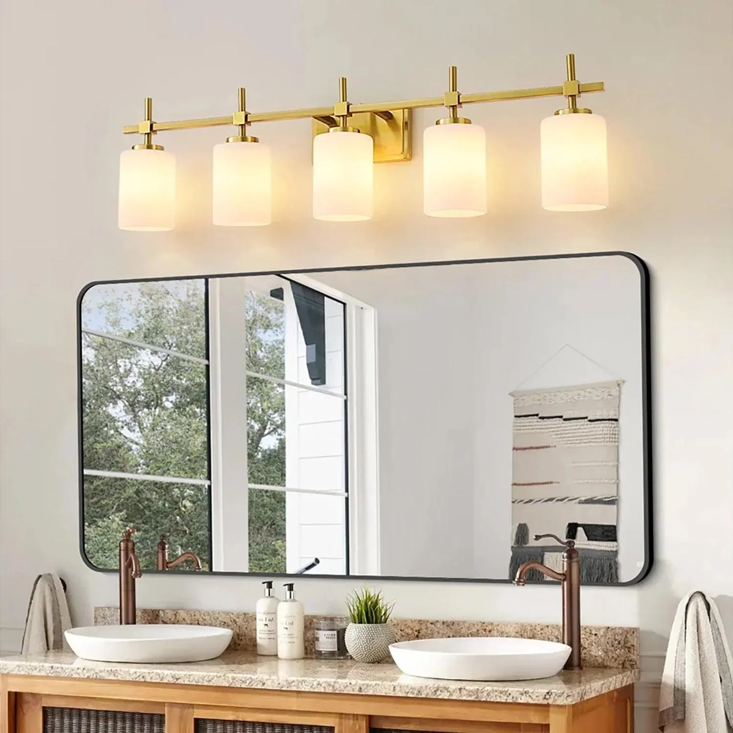 Jasper Modern Frosted Glass 5-Light Bathroom Linear Vanity Light - Image 6