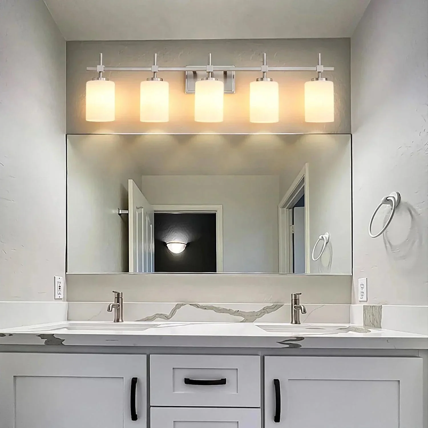 Jasper Modern Frosted Glass 5-Light Bathroom Linear Vanity Light - Image 9