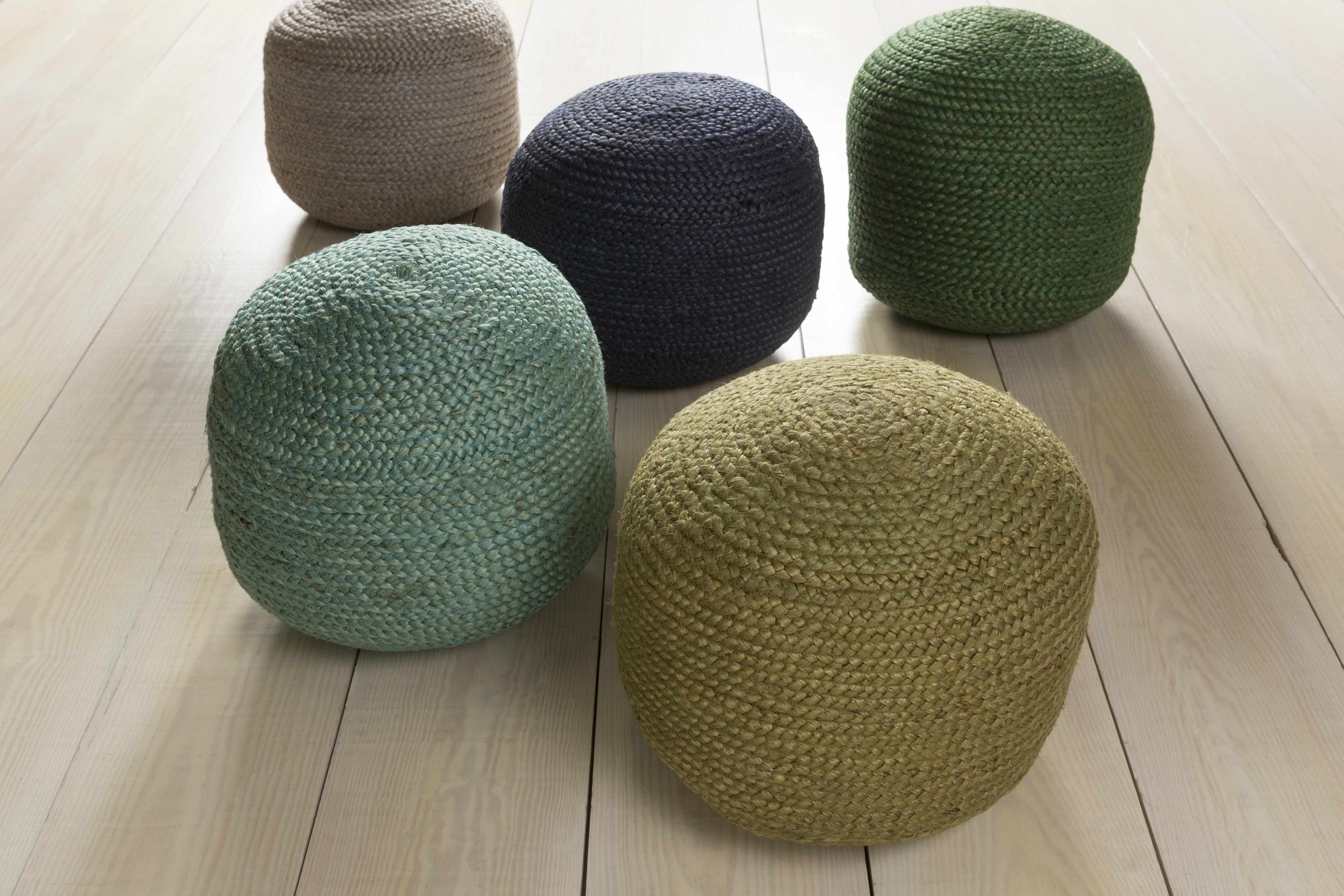 Jenkinjones Knitted Aqua Jute Pouf - Image 3