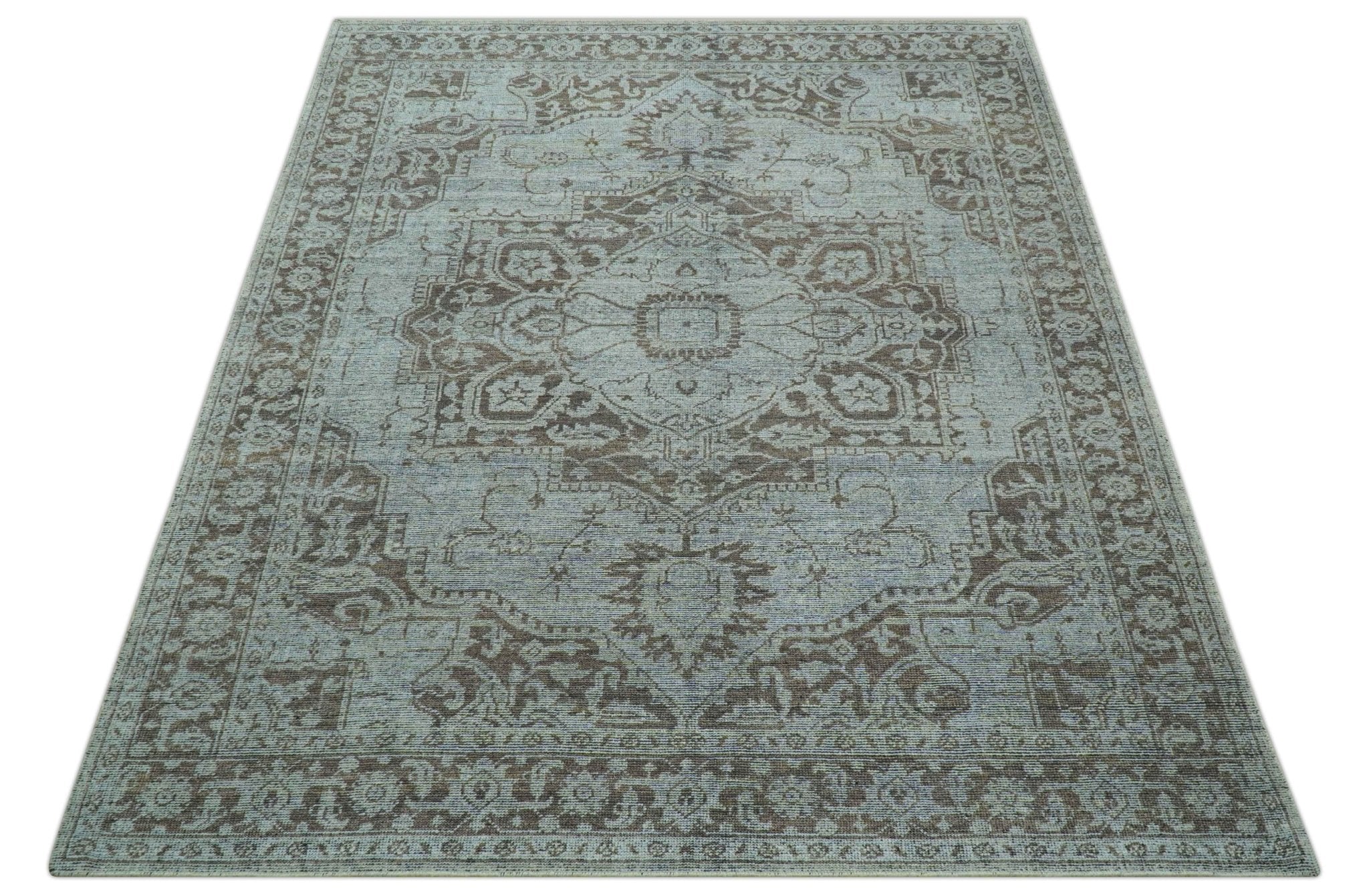 Jewel Custom Made Hand Knotted Traditional Design Brown Wool Area Rug - Image 11