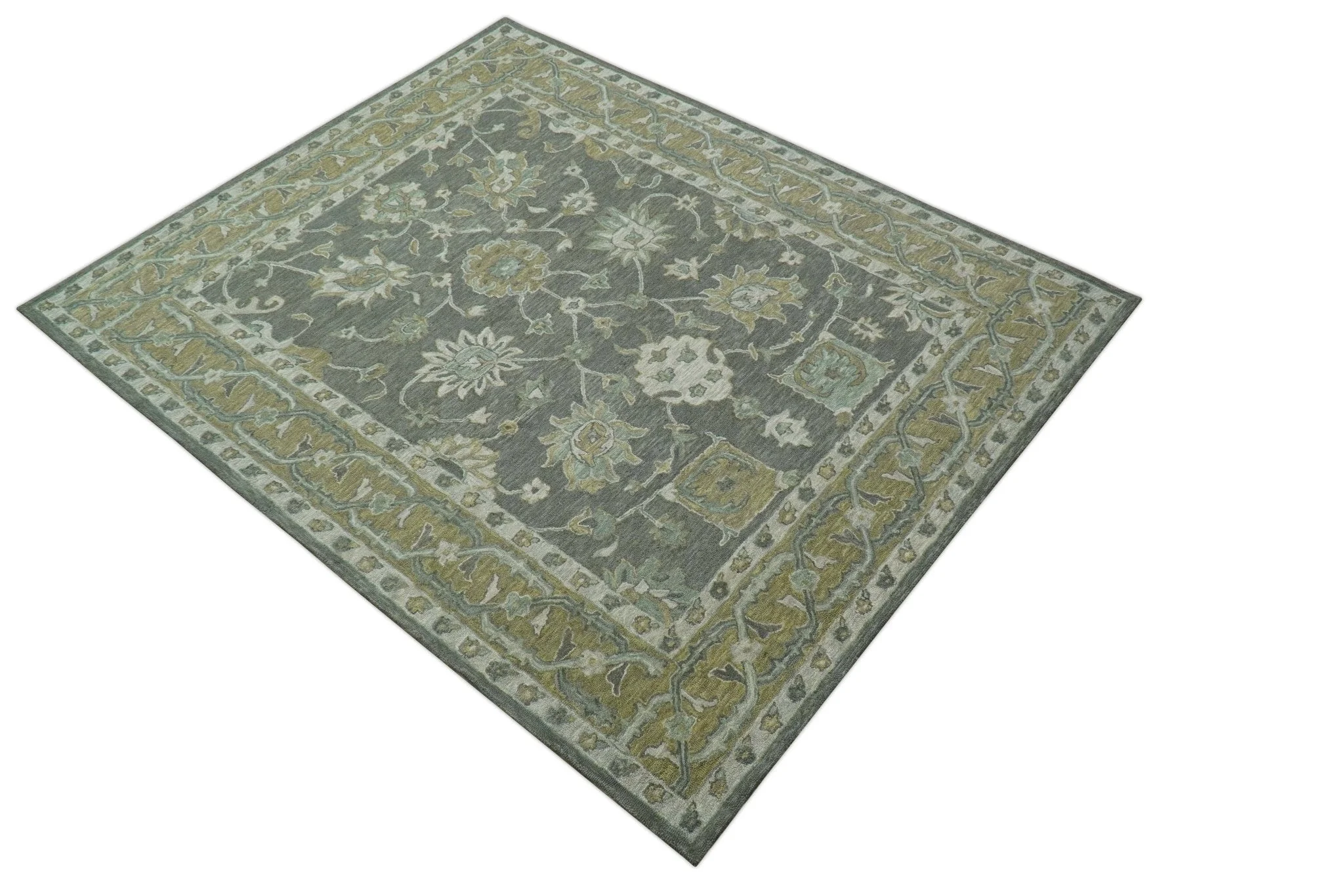 Jewel Custom Made Traditional Oushak Beige Hand Tufted Wool Rug - Image 10