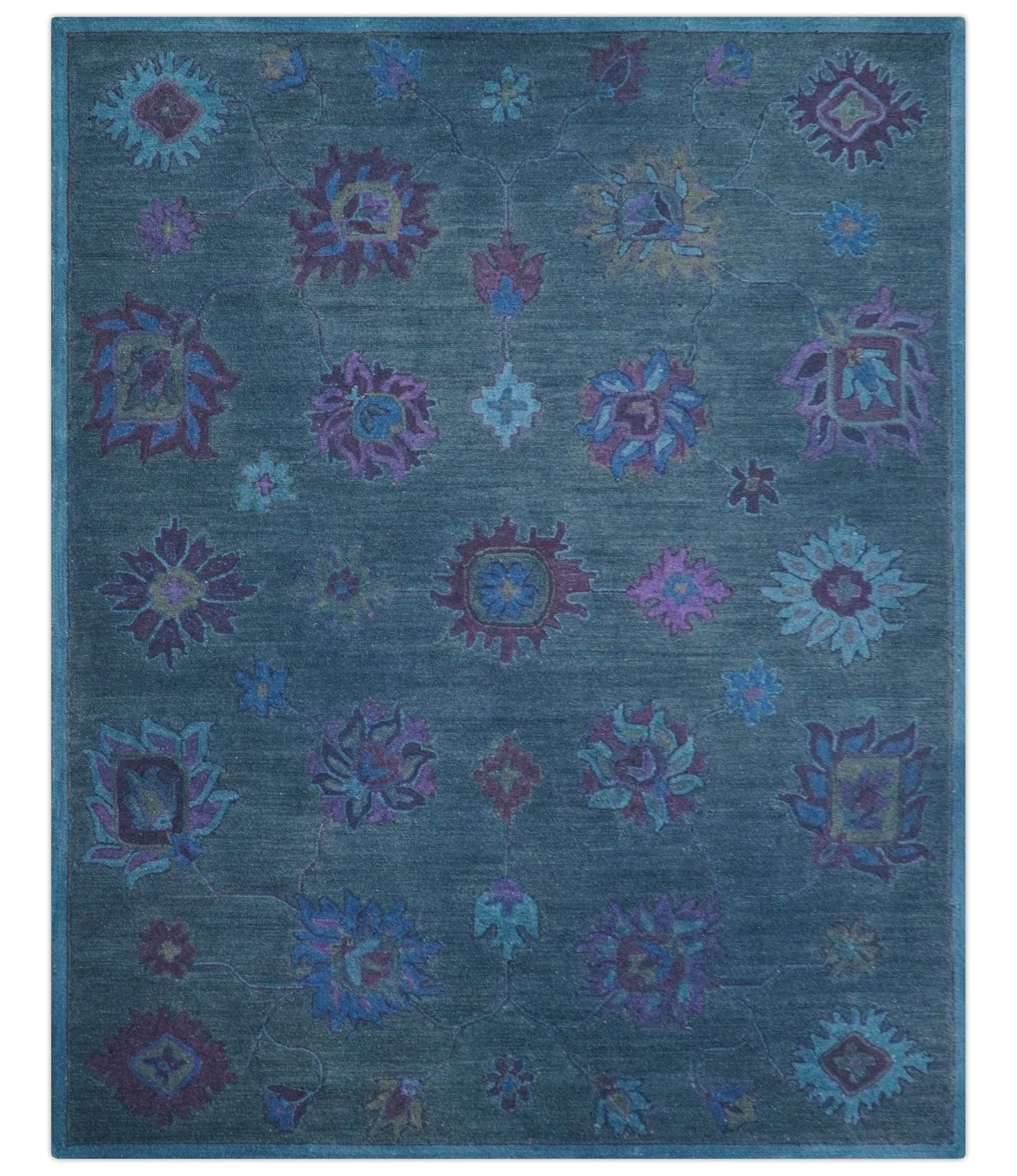 Jewel Custom Made Traditional Overdyed Blue Hand Tufted Wool Rug
