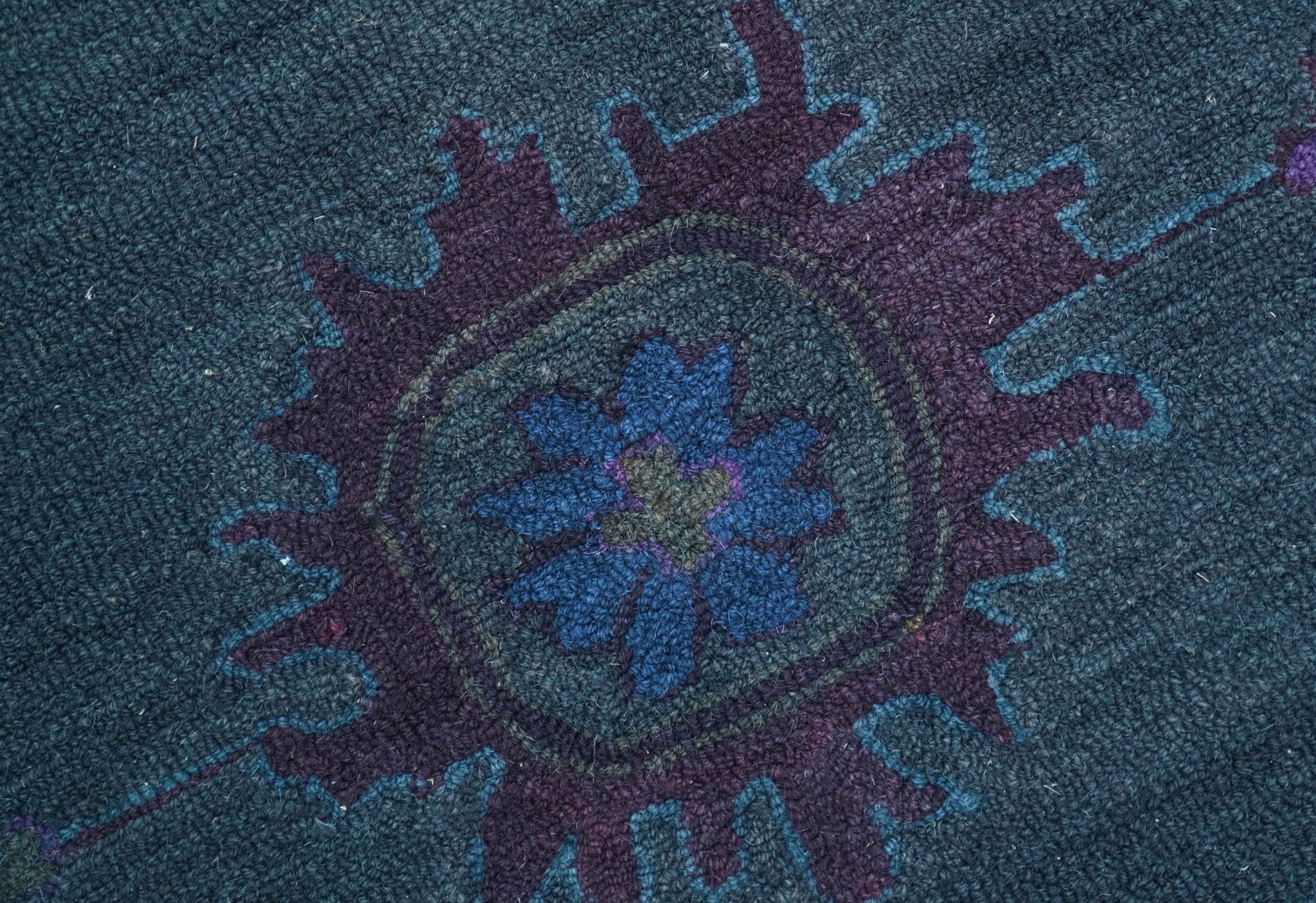 Jewel Custom Made Traditional Overdyed Blue Hand Tufted Wool Rug - Image 6