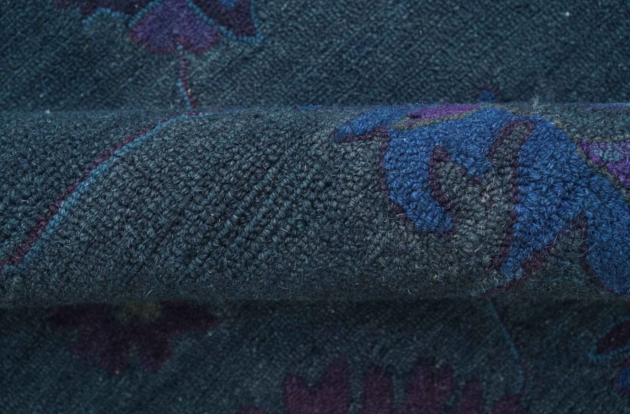 Jewel Custom Made Traditional Overdyed Blue Hand Tufted Wool Rug - Image 7