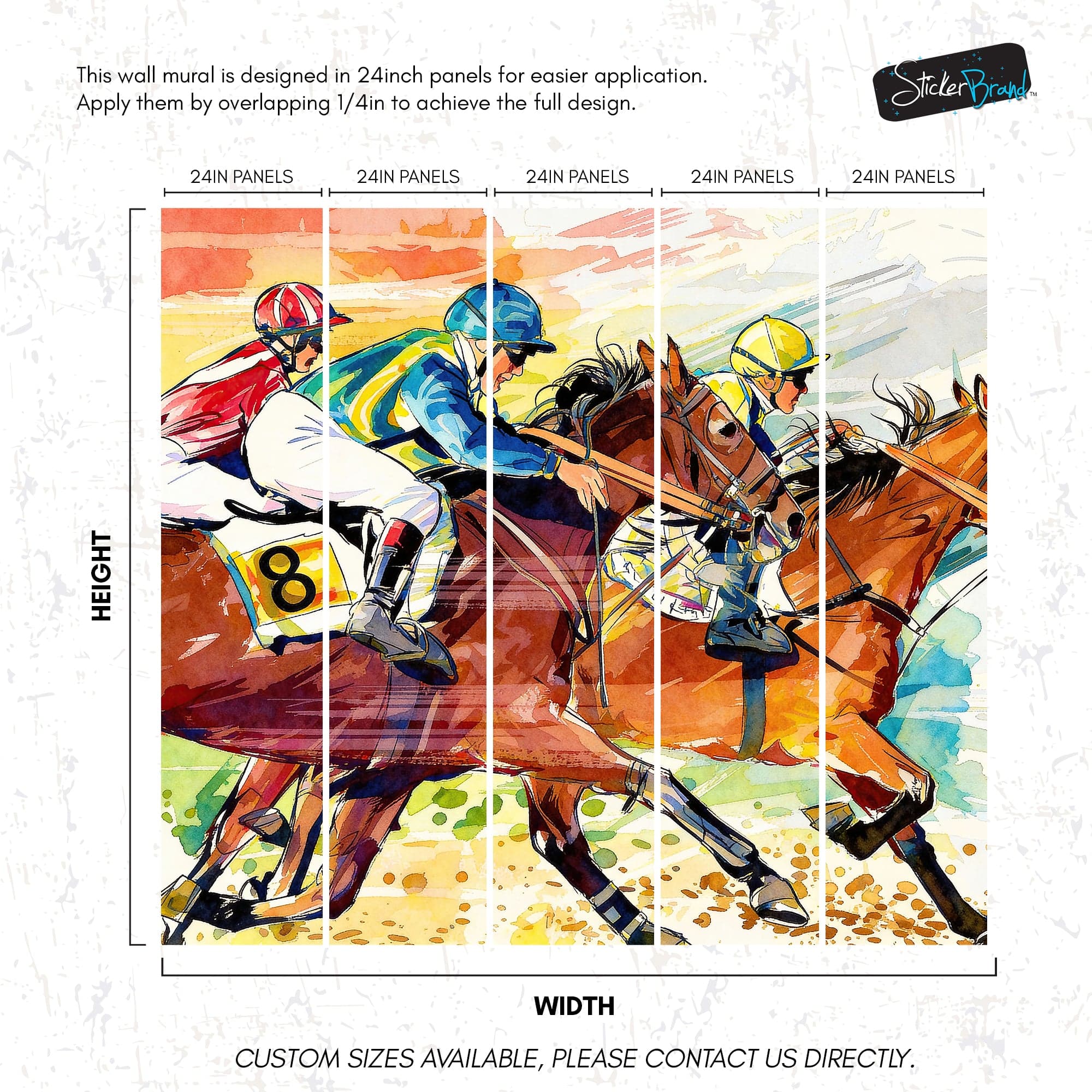 Jockey Equestrian Horse Racing Colorful Wall Mural. #7047 - Image 10