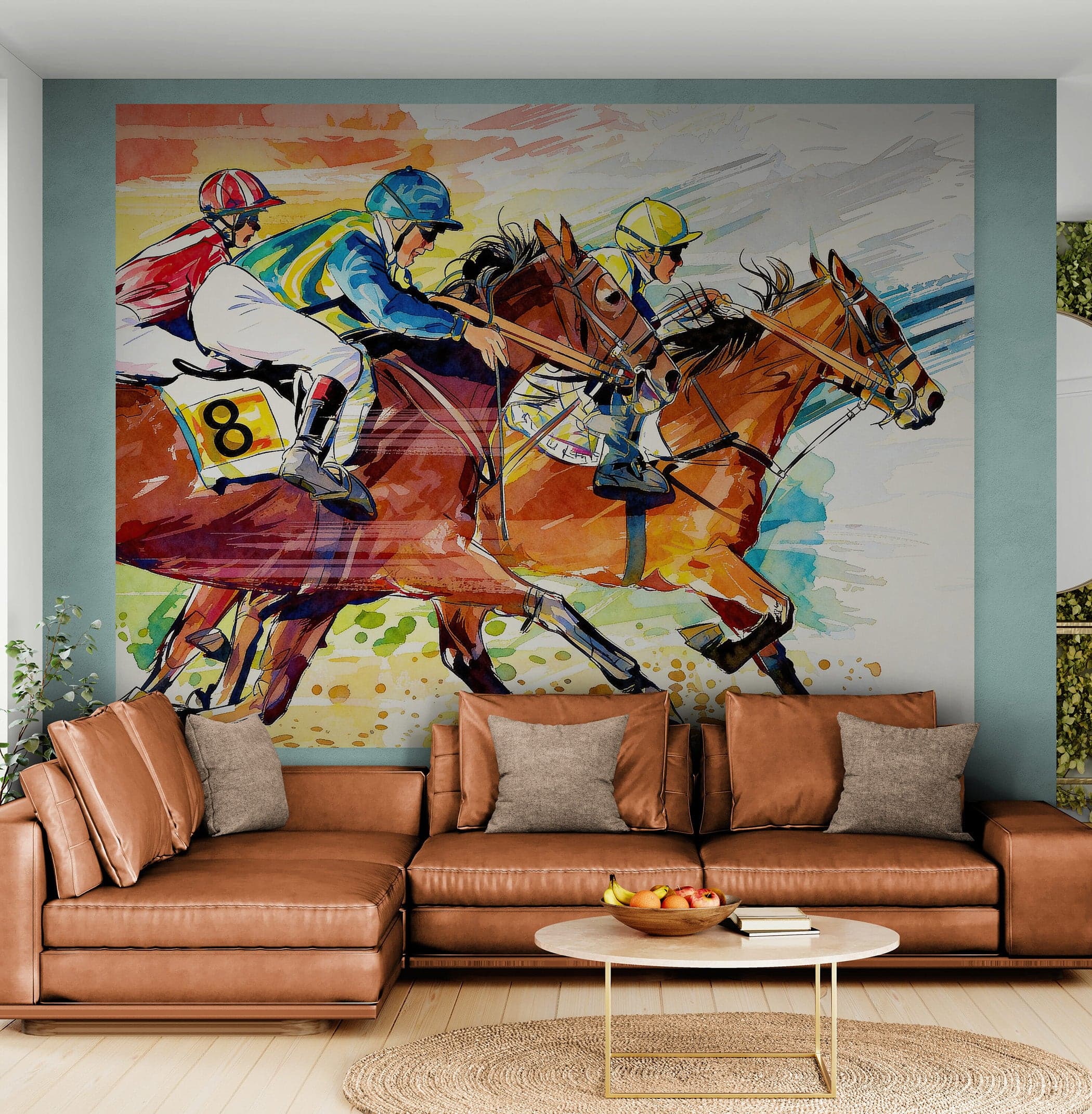 Jockey Equestrian Horse Racing Colorful Wall Mural. #7047 - Image 3
