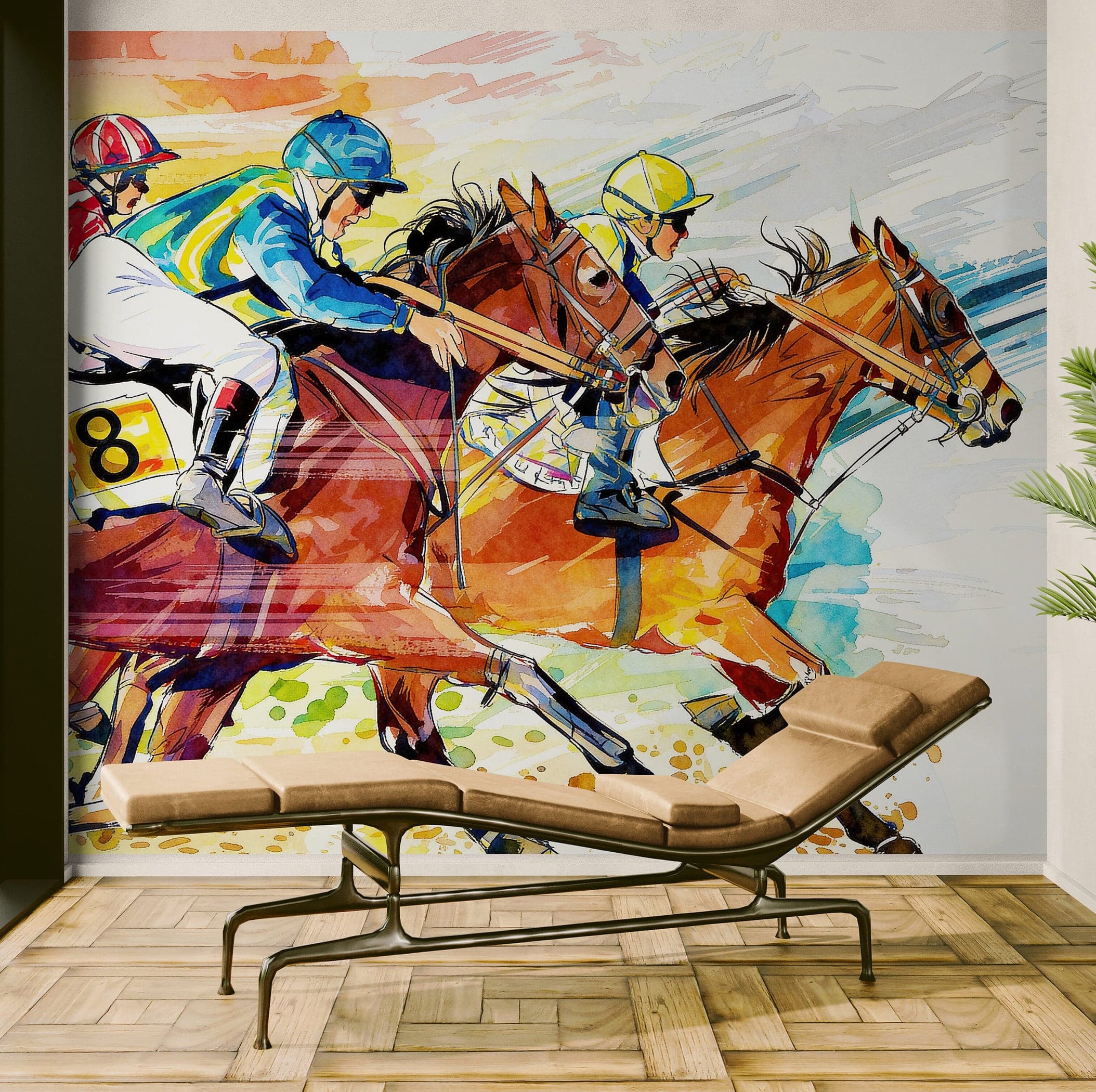 Jockey Equestrian Horse Racing Colorful Wall Mural. #7047 - Image 6