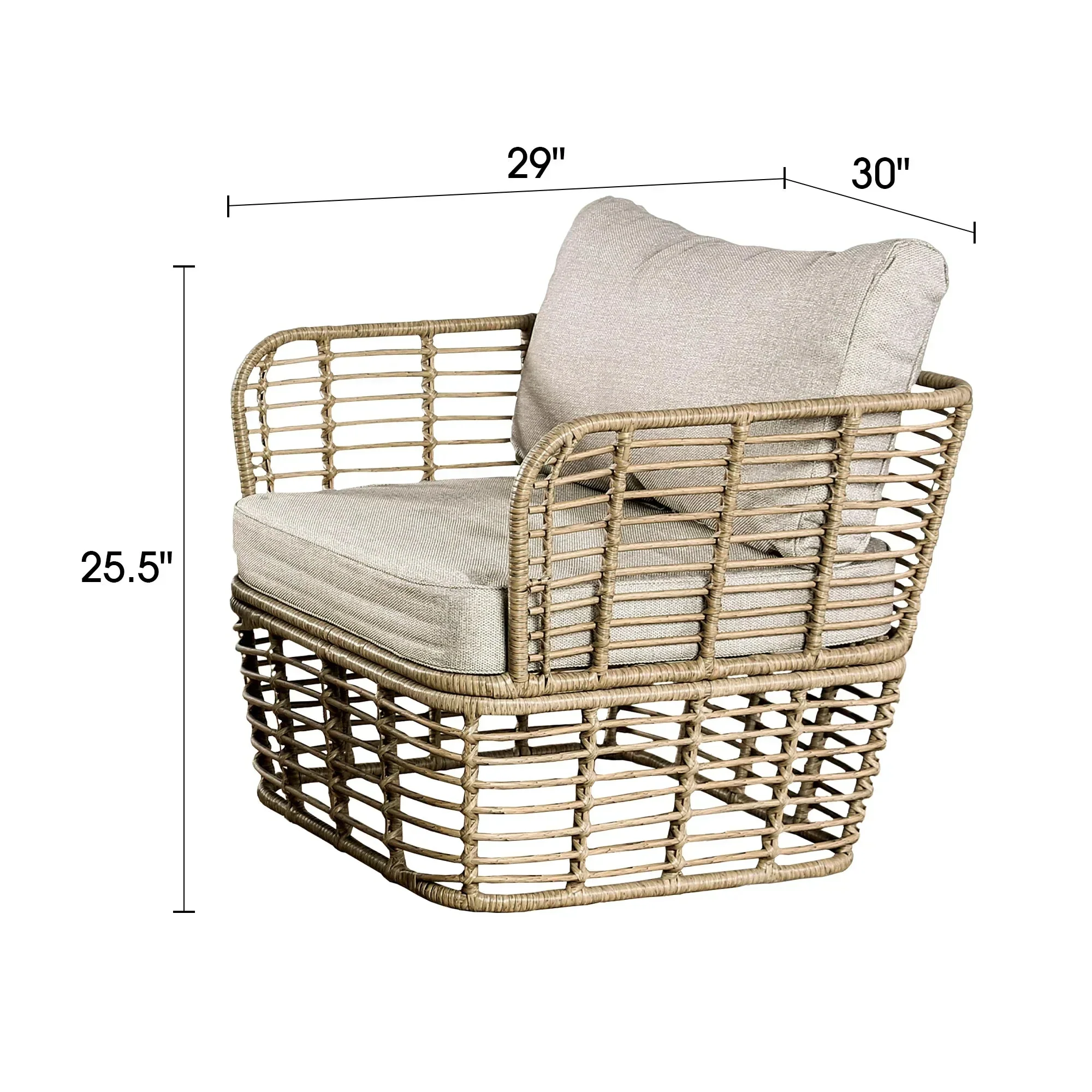 Johari Contemporary 3-Piece Outdoor Rattan Conversation Set - Image 12