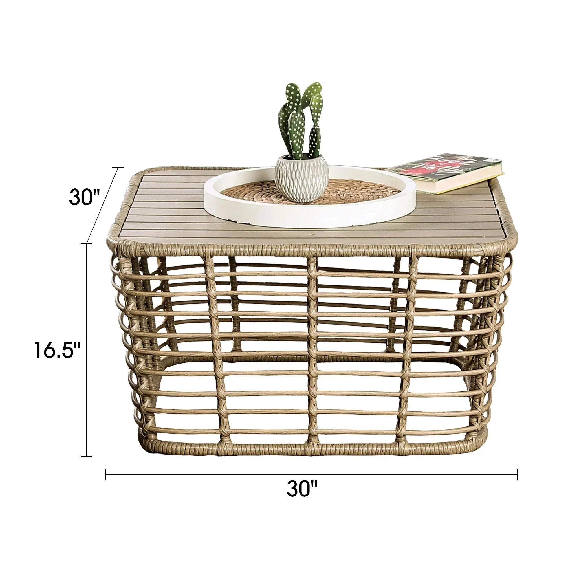 Johari Contemporary 3-Piece Outdoor Rattan Conversation Set - Image 13