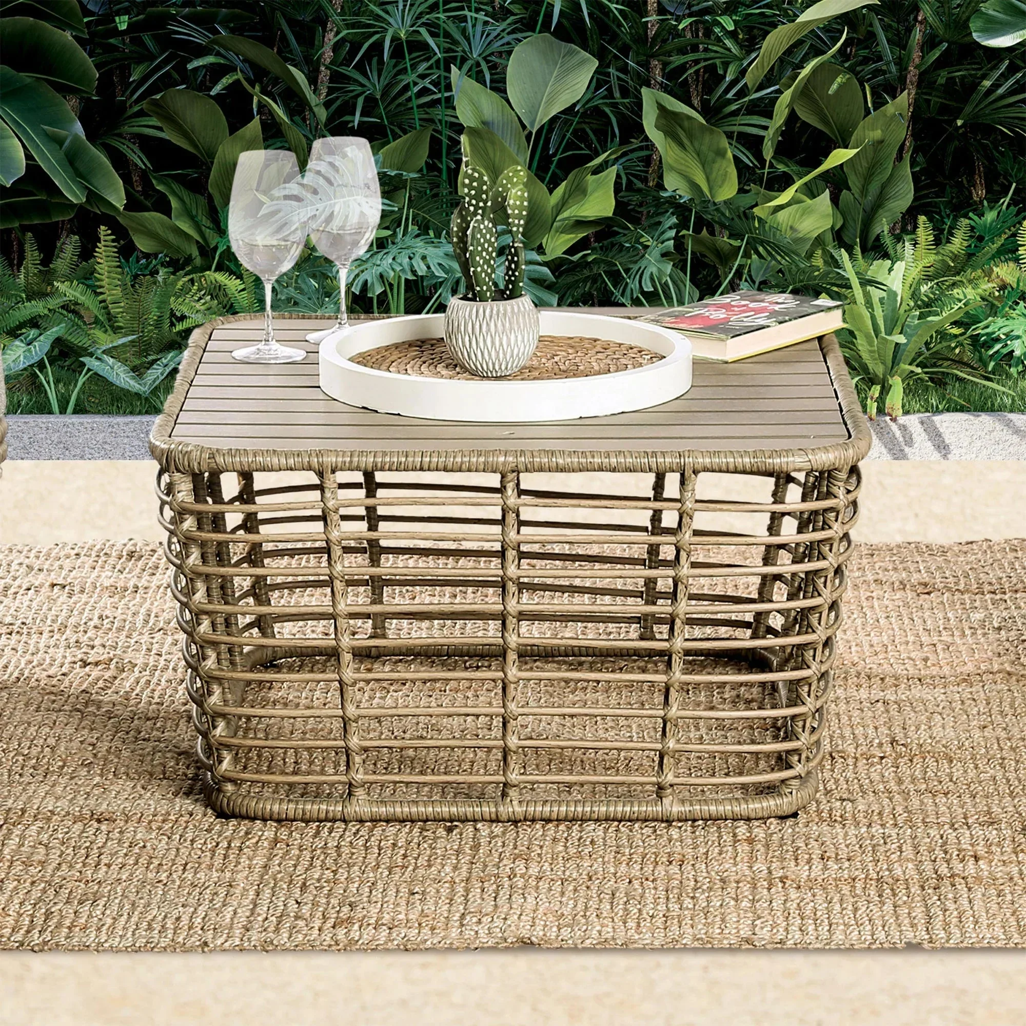 Johari Contemporary 3-Piece Outdoor Rattan Conversation Set - Image 4