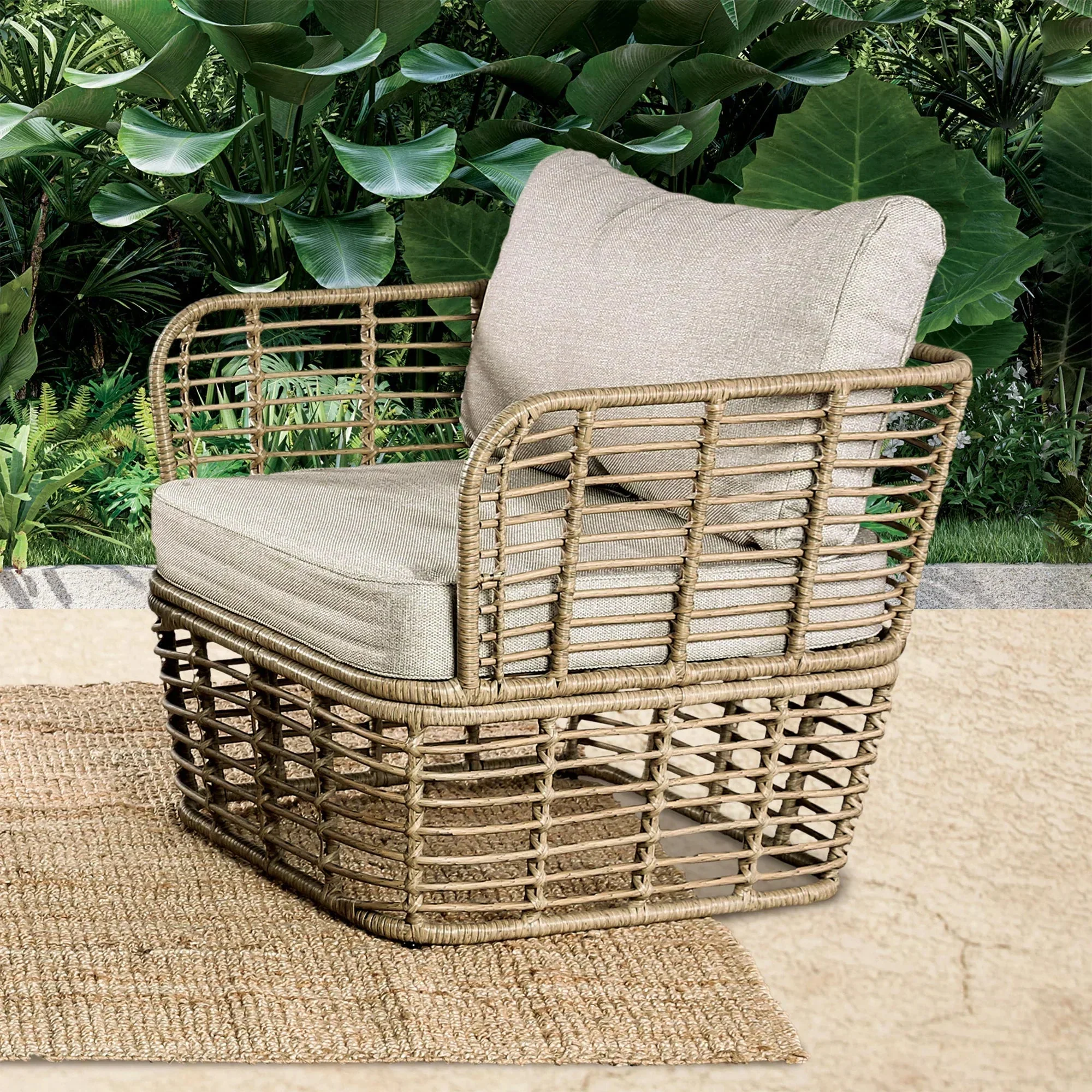 Johari Contemporary 3-Piece Outdoor Rattan Conversation Set - Image 5