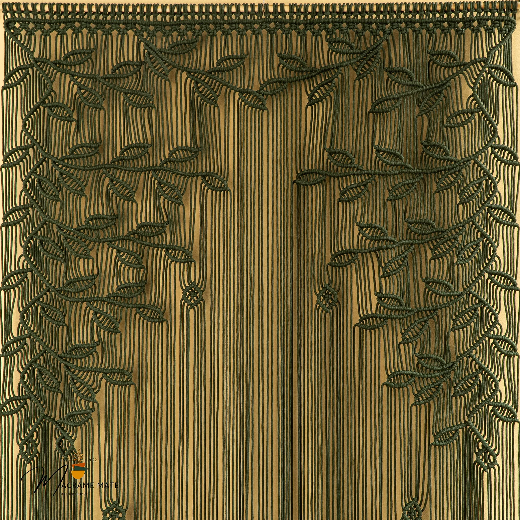 Juno Dark Green Macrame Leaf Door Curtain - Image 5