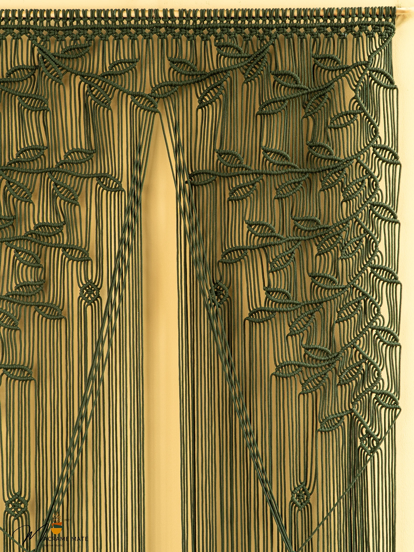 Juno Dark Green Macrame Leaf Door Curtain - Image 9