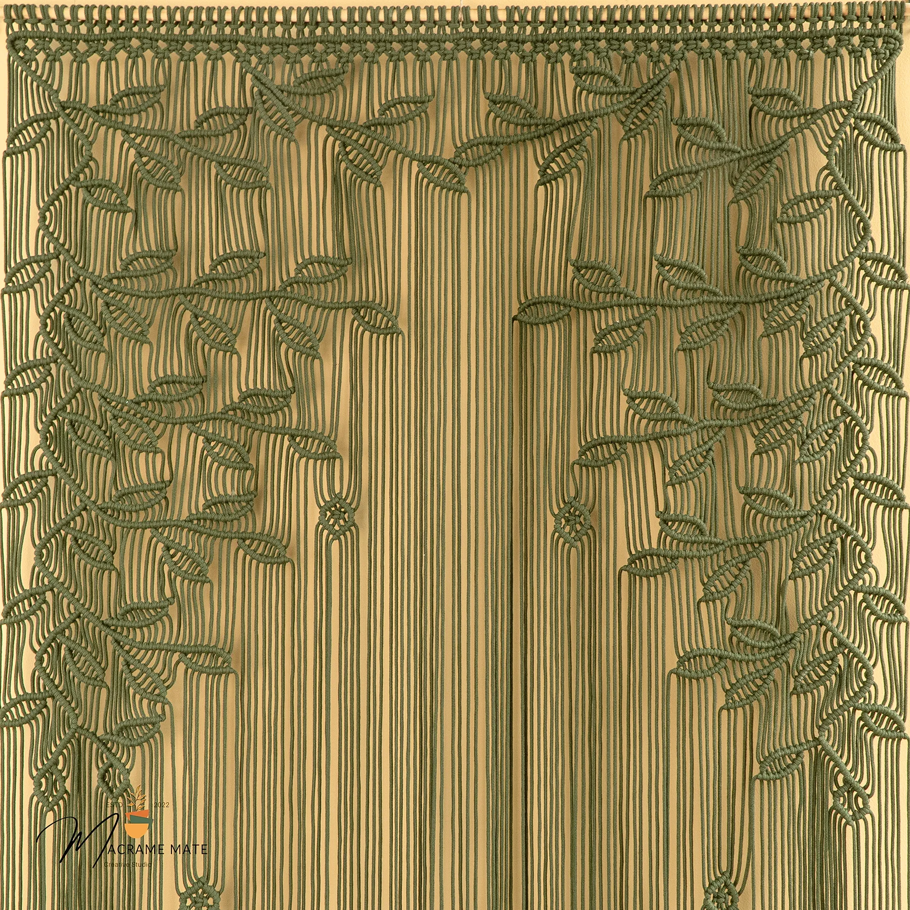 Juno Olive Green Macrame Leaf Door Curtain - Image 10