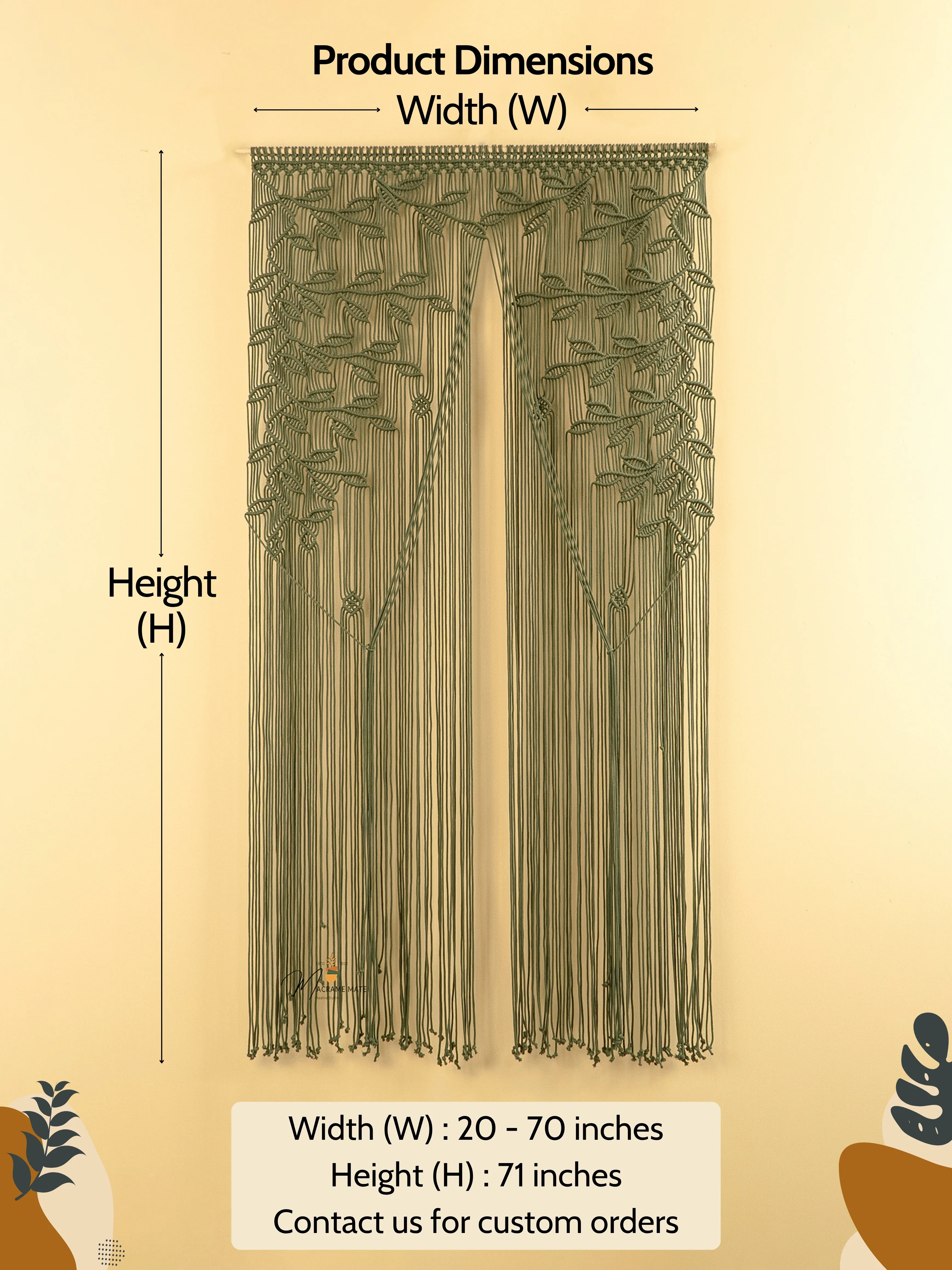 Juno Olive Green Macrame Leaf Door Curtain - Image 2