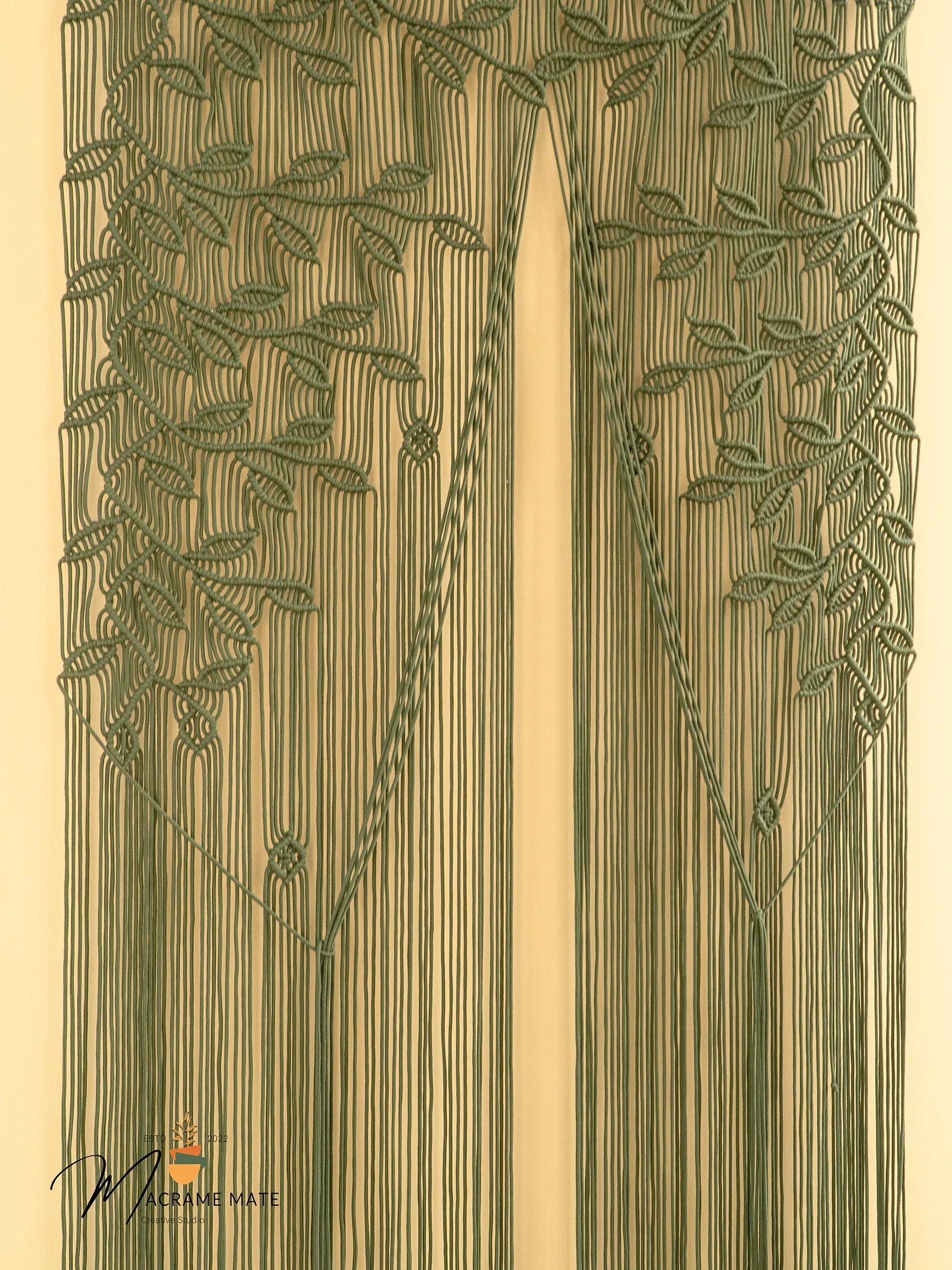 Juno Olive Green Macrame Leaf Door Curtain - Image 6