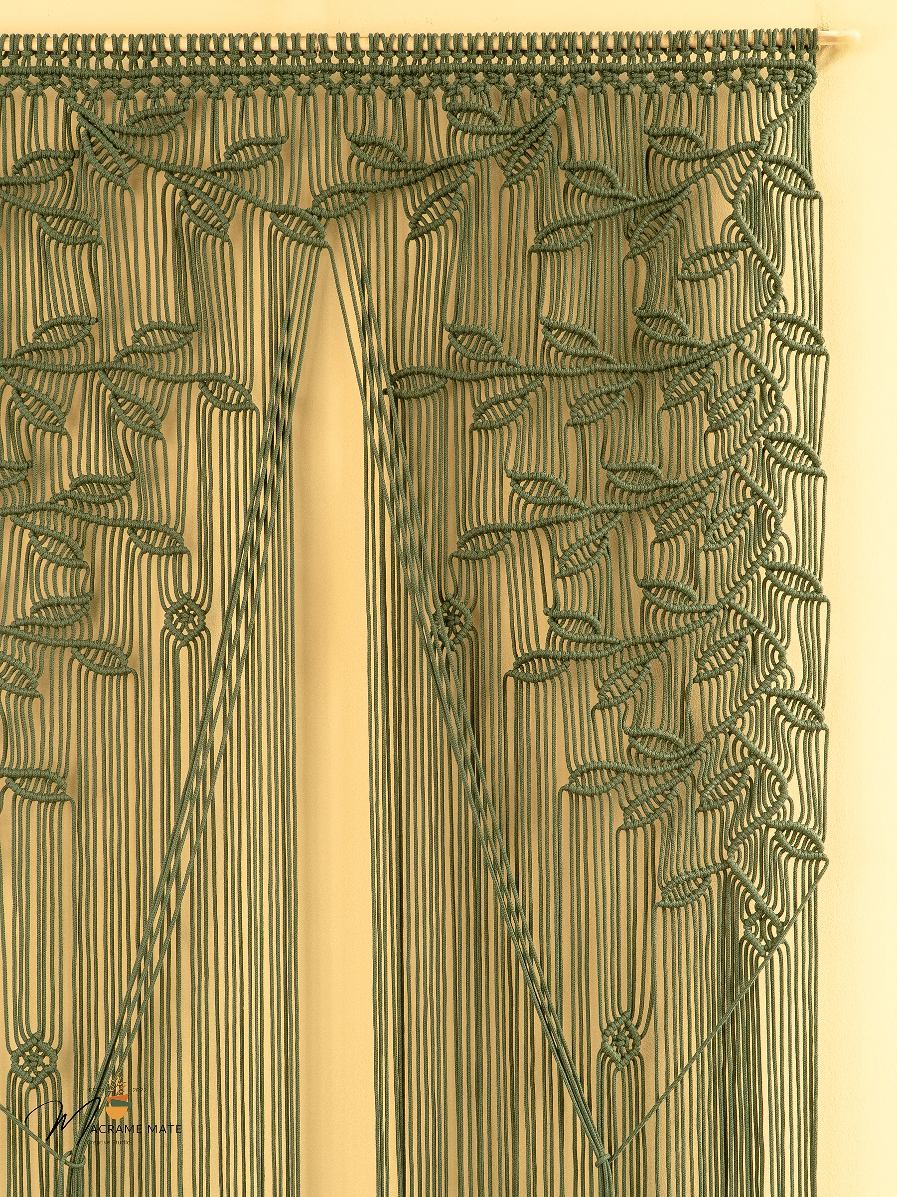 Juno Olive Green Macrame Leaf Door Curtain - Image 8