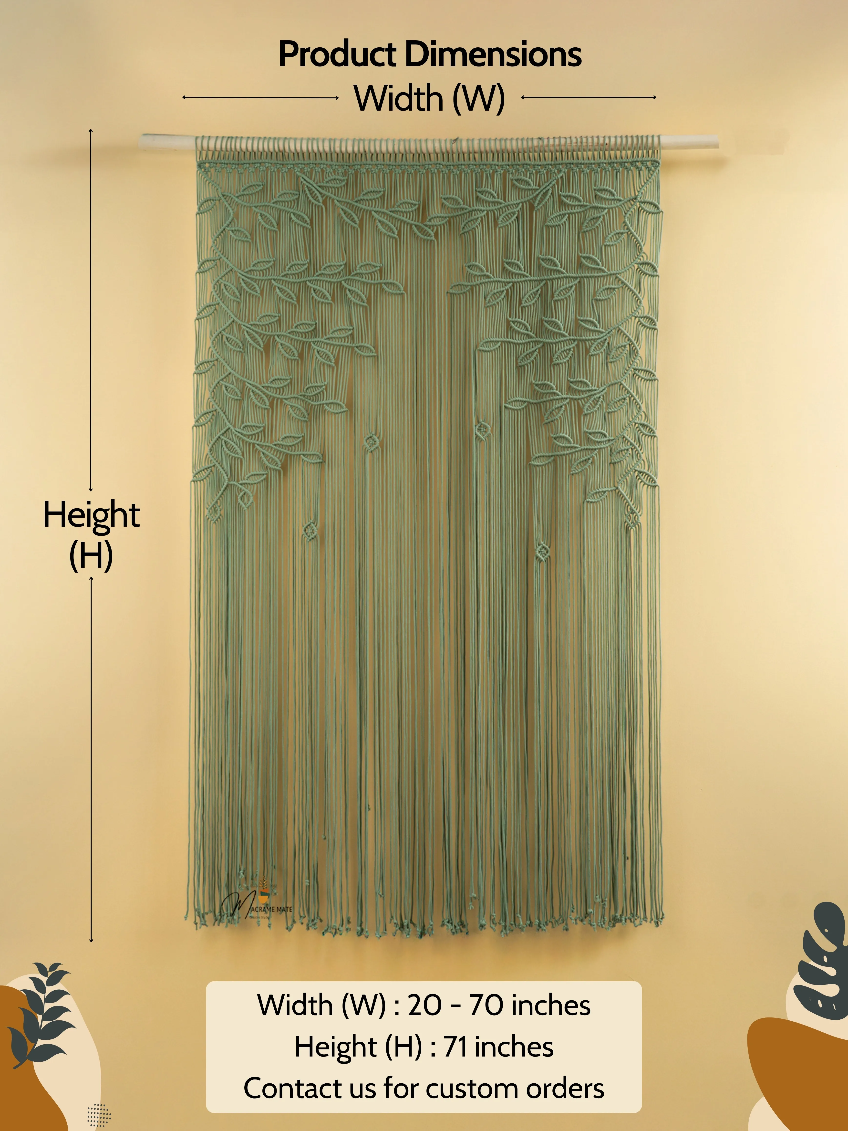 Juno Sage Green Macrame Leaf Door Curtain - Image 2
