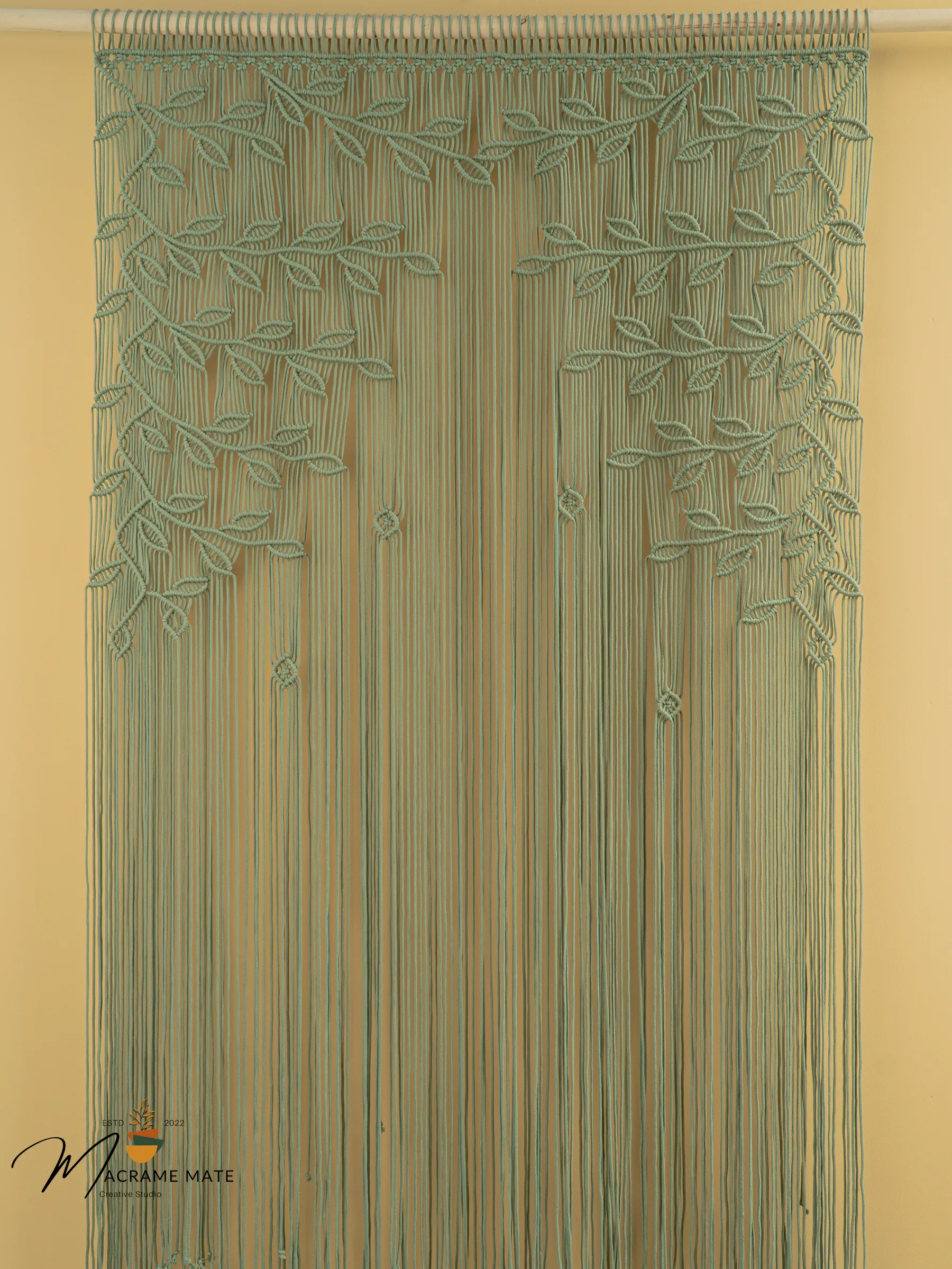 Juno Sage Green Macrame Leaf Door Curtain - Image 5