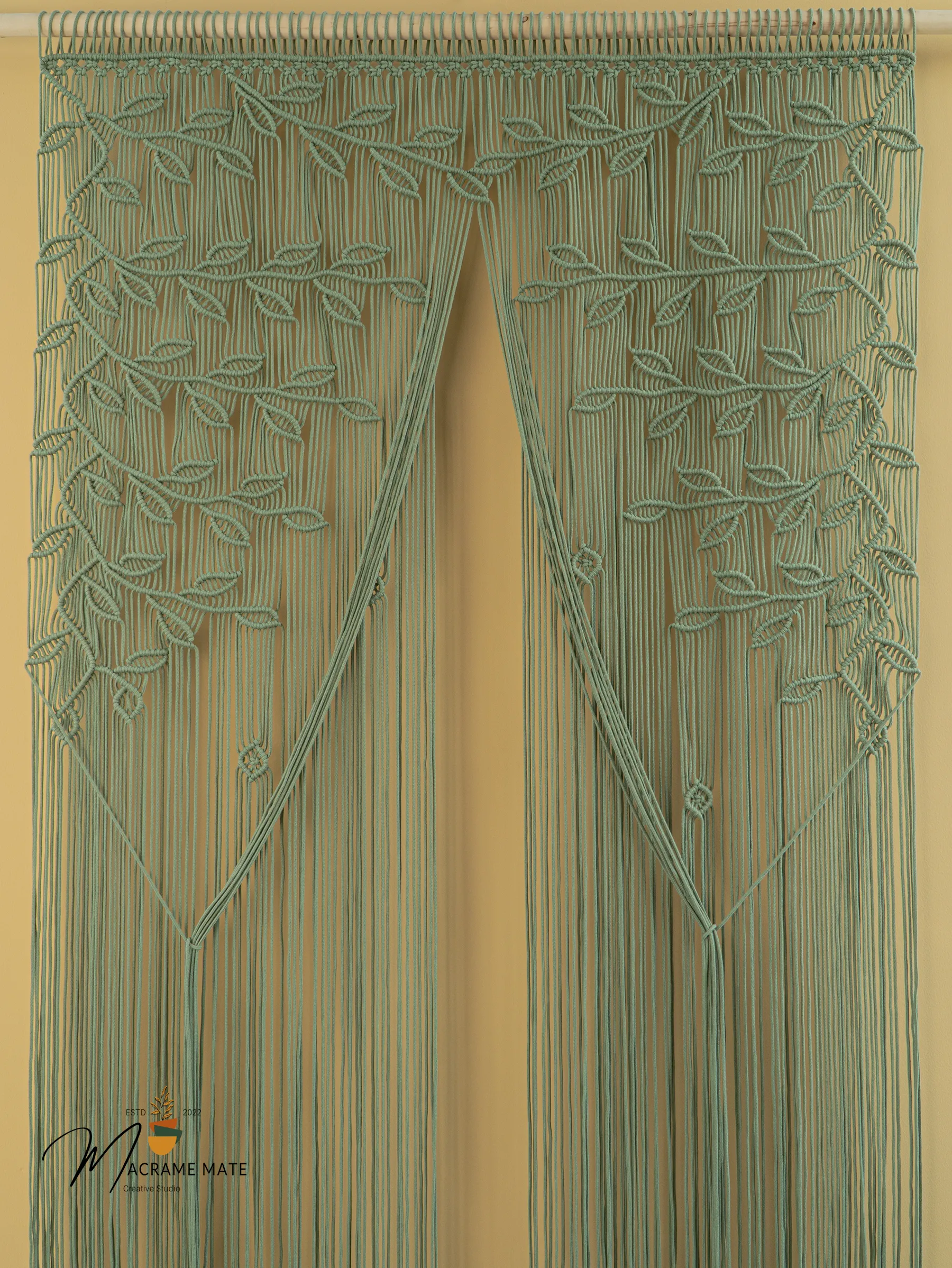 Juno Sage Green Macrame Leaf Door Curtain - Image 6