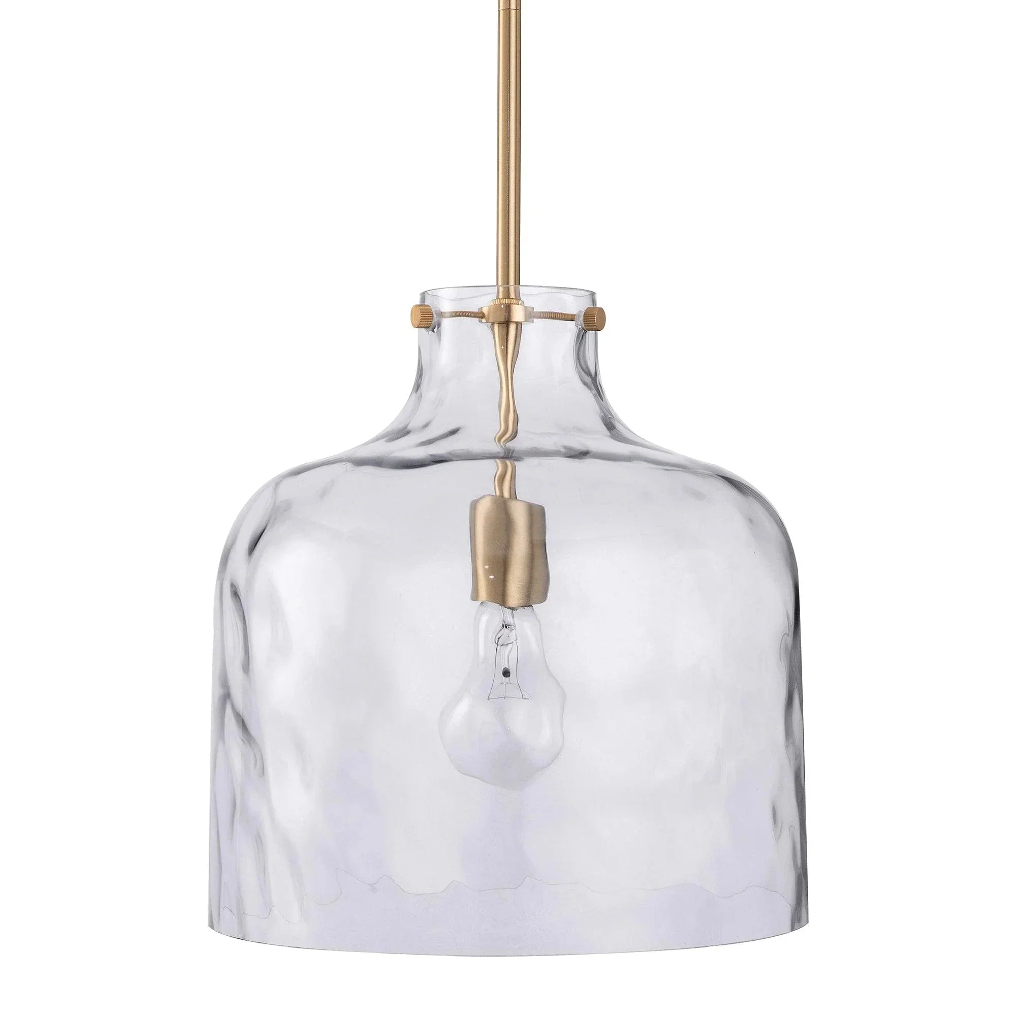 Kara Farmhouse 1-Light Textured Glass Nickel Island Pendant Light - Image 12