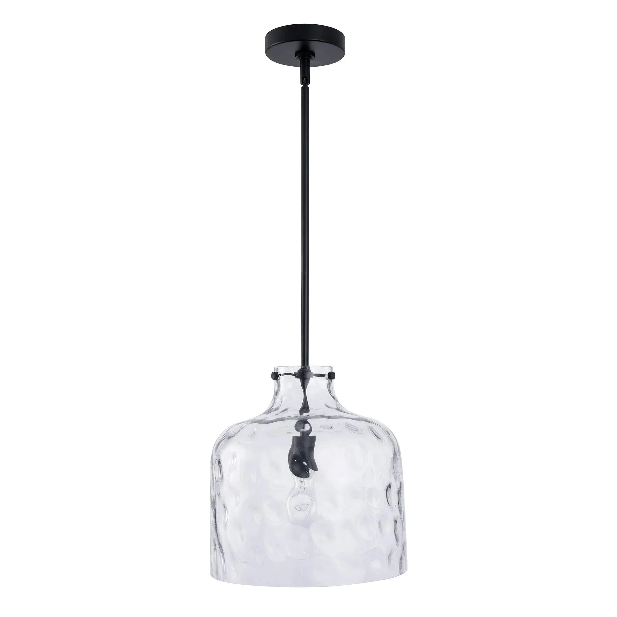 Kara Farmhouse 1-Light Textured Glass Nickel Island Pendant Light - Image 13