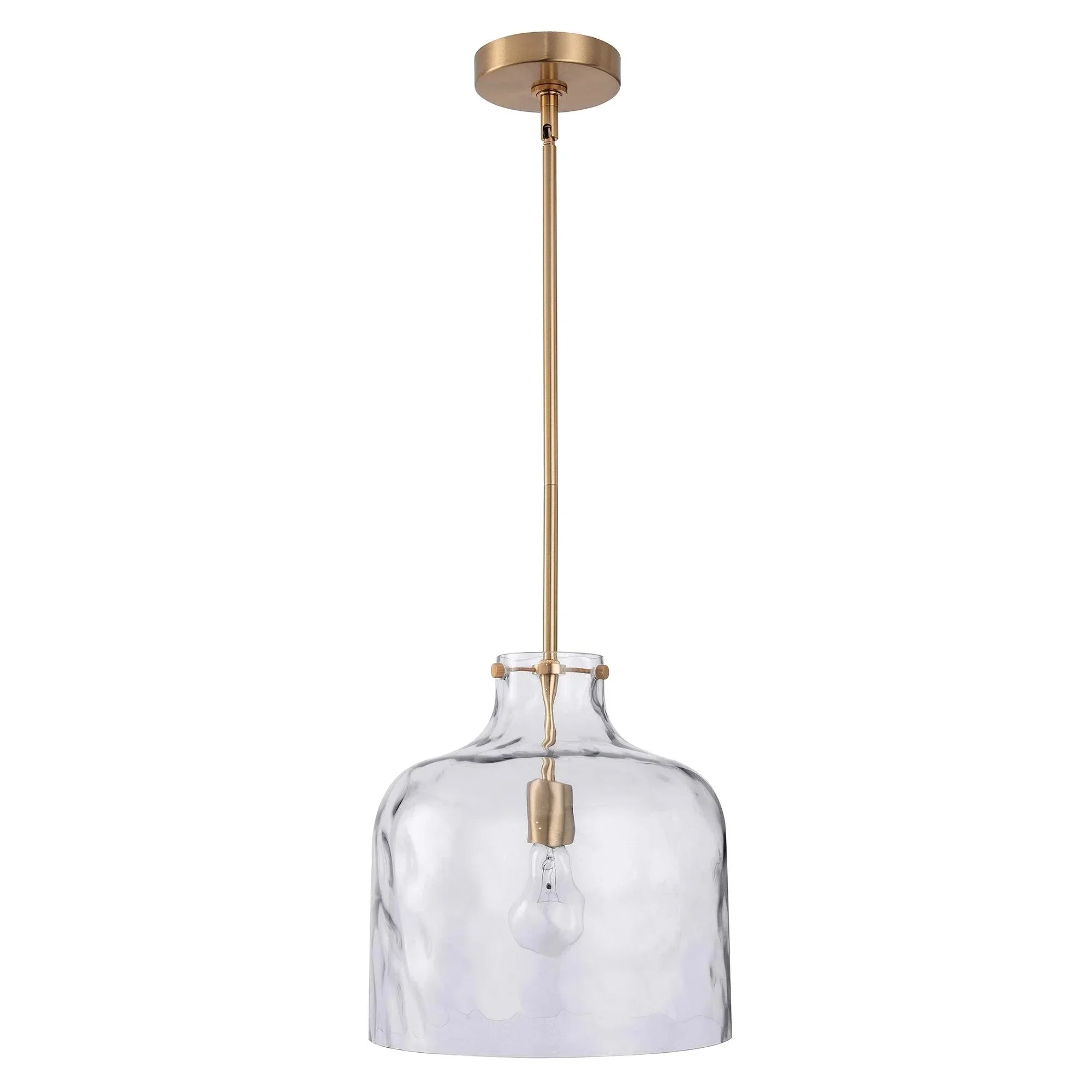 Kara Farmhouse 1-Light Textured Glass Nickel Island Pendant Light - Image 8