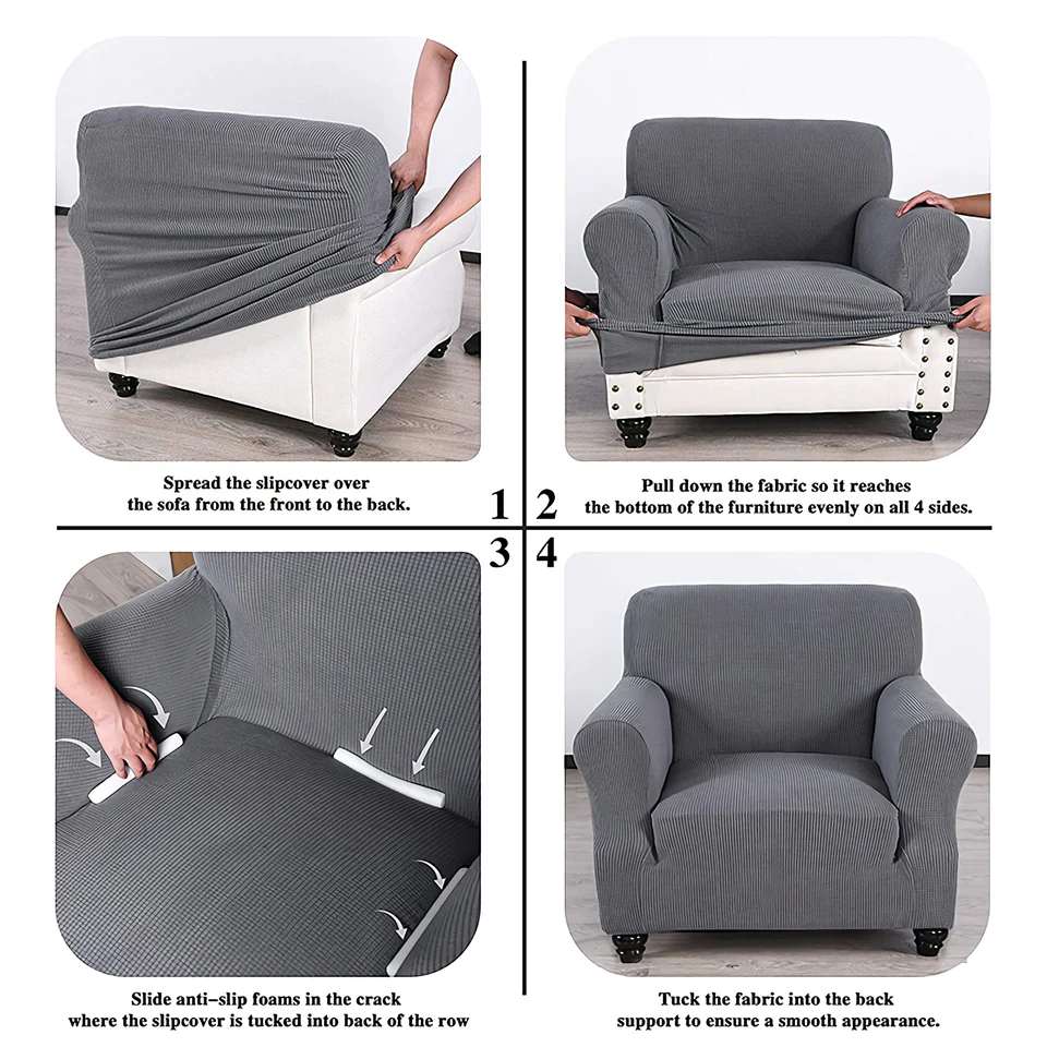 KAS Armchair Cover 4-Styles Elastic Sofa Cover Couch Covers for Living Room Stretchable Slipcover for Chairs - 1 Seater Chair Slip Cover - Image 3