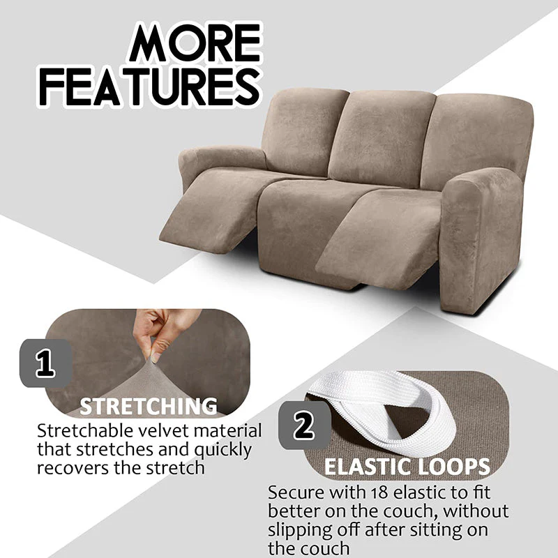 KAS Elastic Recliner Sofa Cover in Velvet Fabric - Fits 1/2/3/4 Seats - Ideal for Lazy Boy Recliner Chairs - Image 4