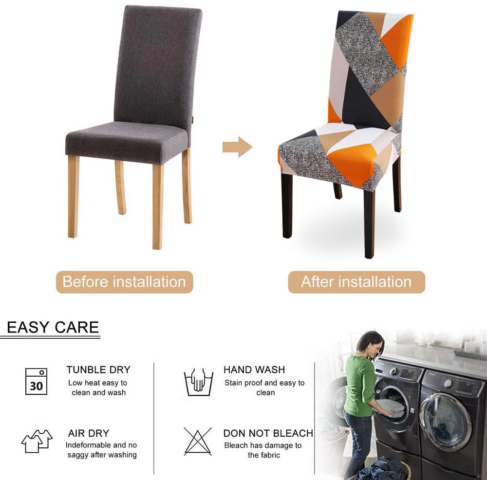 KAS Geometry Chair Cover Elastic Chair Covers Spandex Stretch Anti-dirty Removable Dining Office Chair Case - Image 5