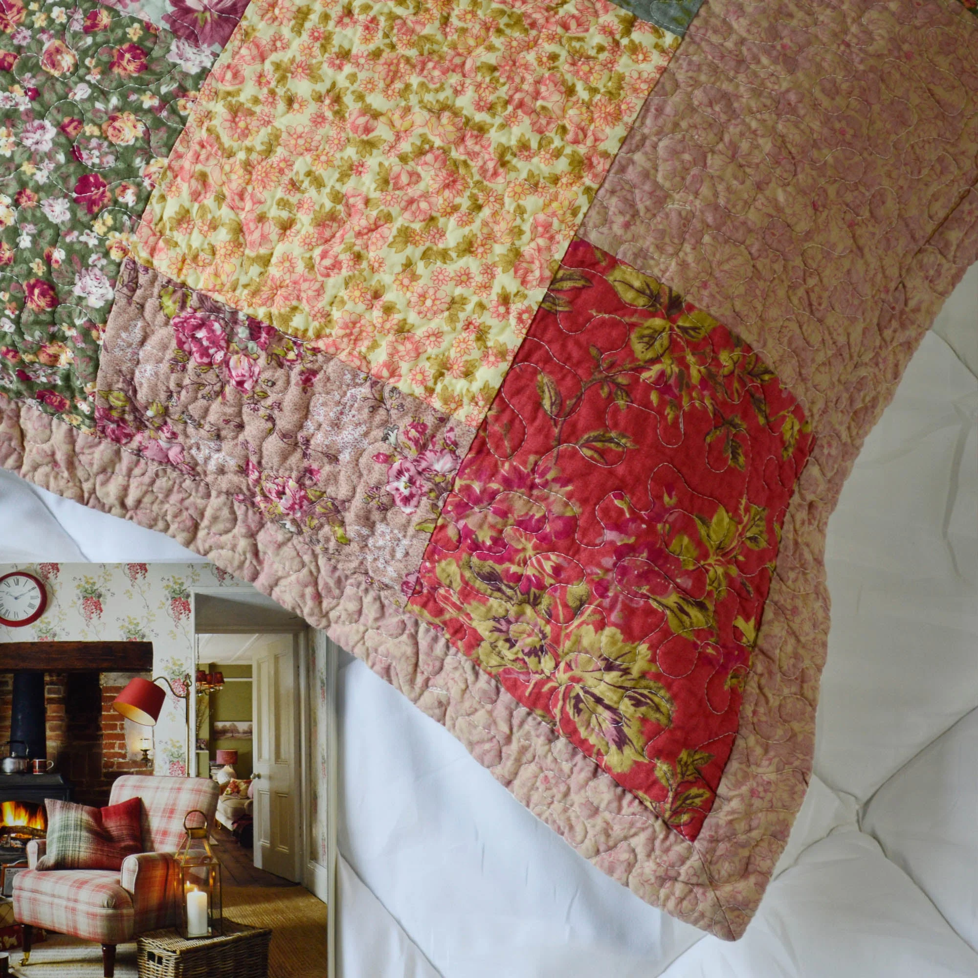Kasentex 100% Cotton Summer Royal Garden Floral King Size Pillow Sham, Boho Style, Yellow and Pink, Room Decor, Graduation Gifts - Image 2