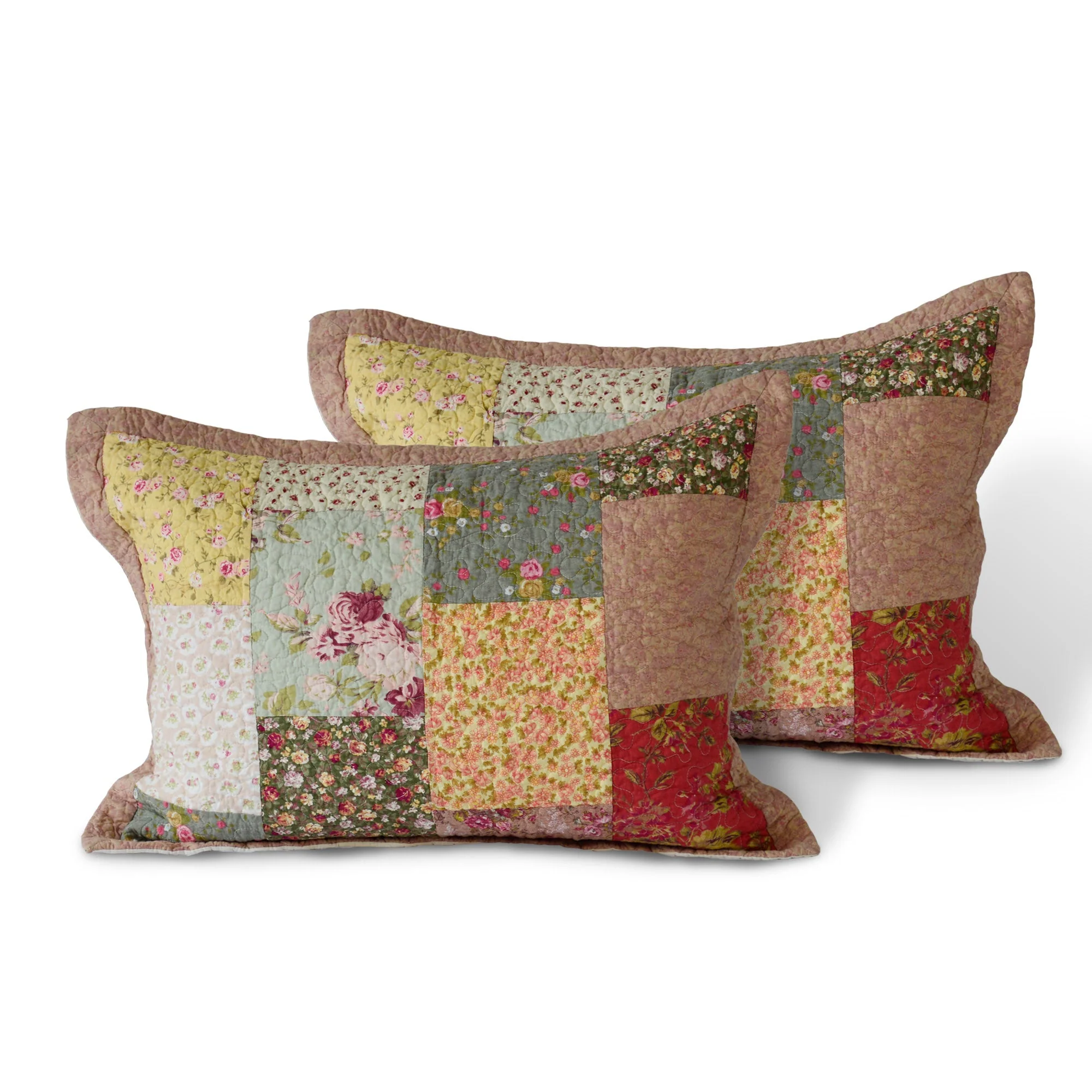 Kasentex 100% Cotton Summer Royal Garden Floral King Size Pillow Sham, Boho Style, Yellow and Pink, Room Decor, Graduation Gifts - Image 3