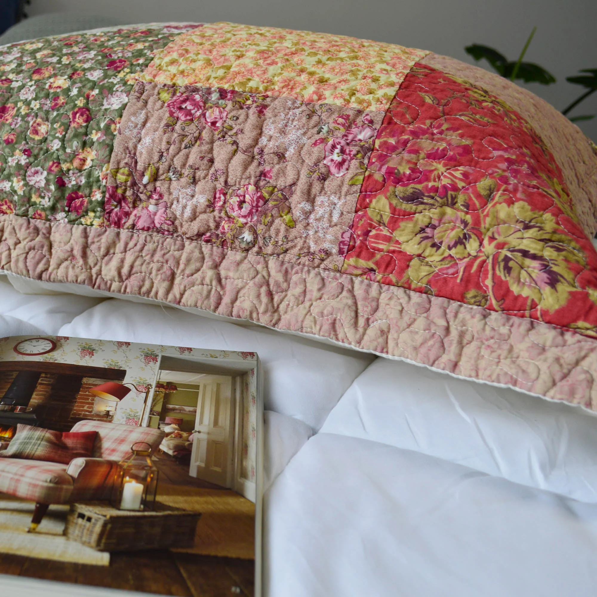 Kasentex 100% Cotton Summer Royal Garden Floral King Size Pillow Sham, Boho Style, Yellow and Pink, Room Decor, Graduation Gifts - Image 5