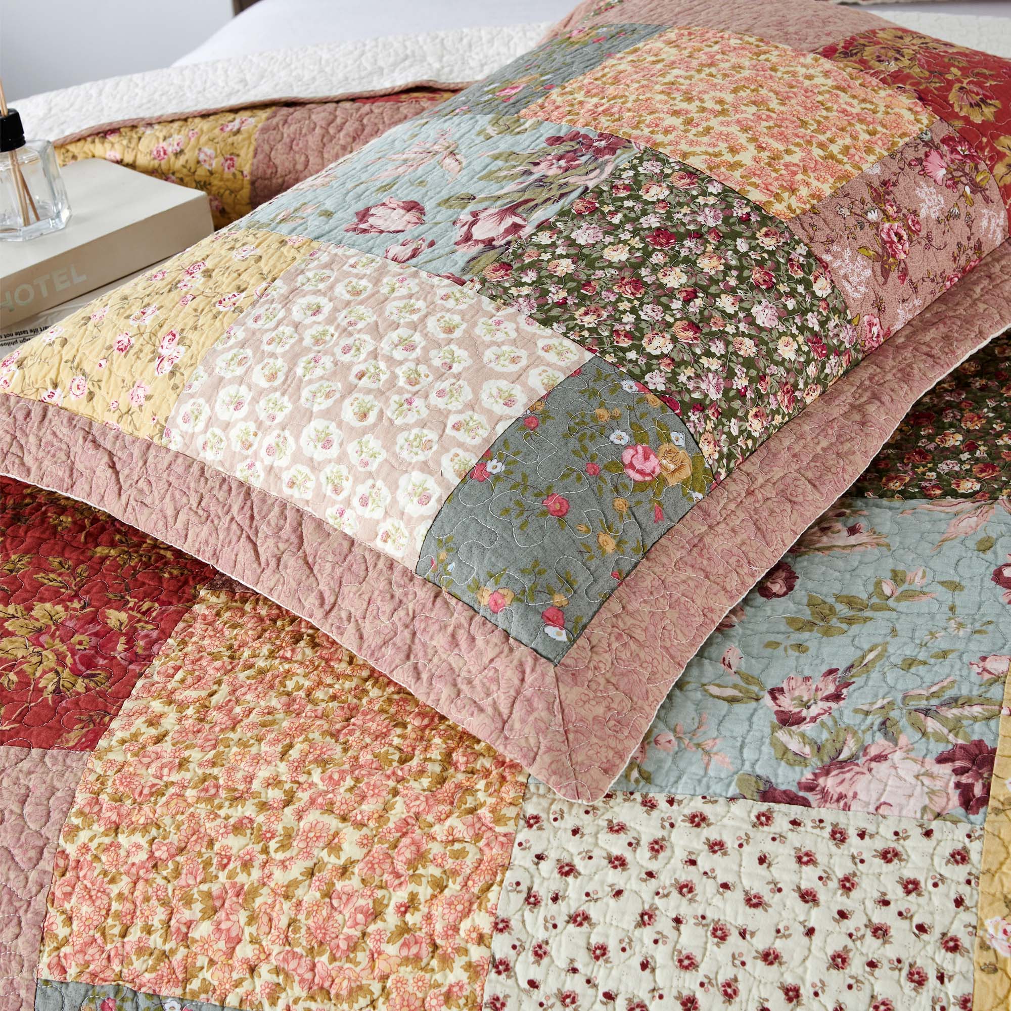 Kasentex 100% Cotton Summer Royal Garden Floral King Size Pillow Sham, Boho Style, Yellow and Pink, Room Decor, Graduation Gifts - Image 6