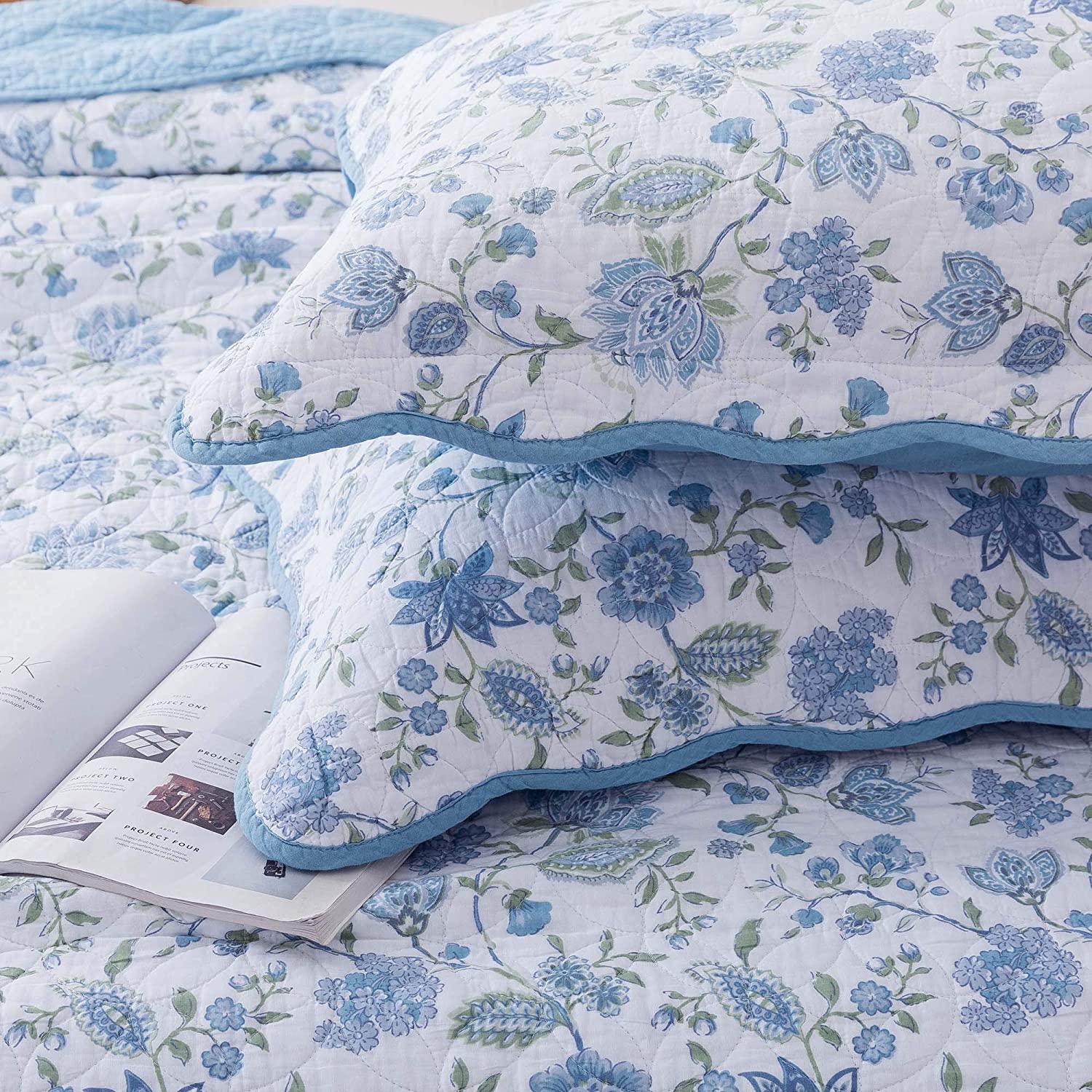 Kasentex 100% Cotton Summer Ultra Soft Floral Design 3 Piece Reversible Bedding Set, Room Decor, Graduation Gifts - Image 11