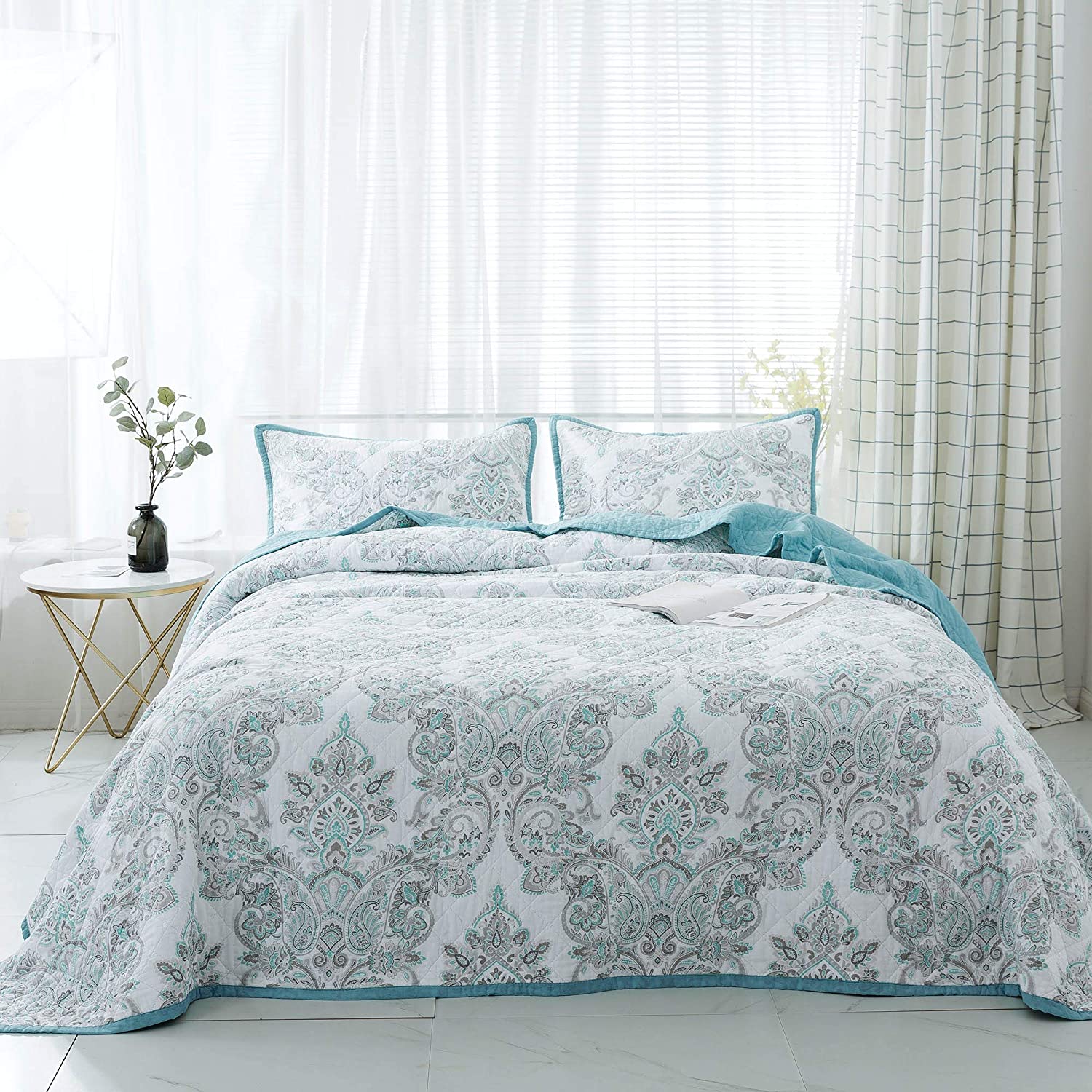 Kasentex 100% Cotton Summer Ultra Soft Floral Design 3 Piece Reversible Bedding Set, Room Decor, Graduation Gifts - Image 13