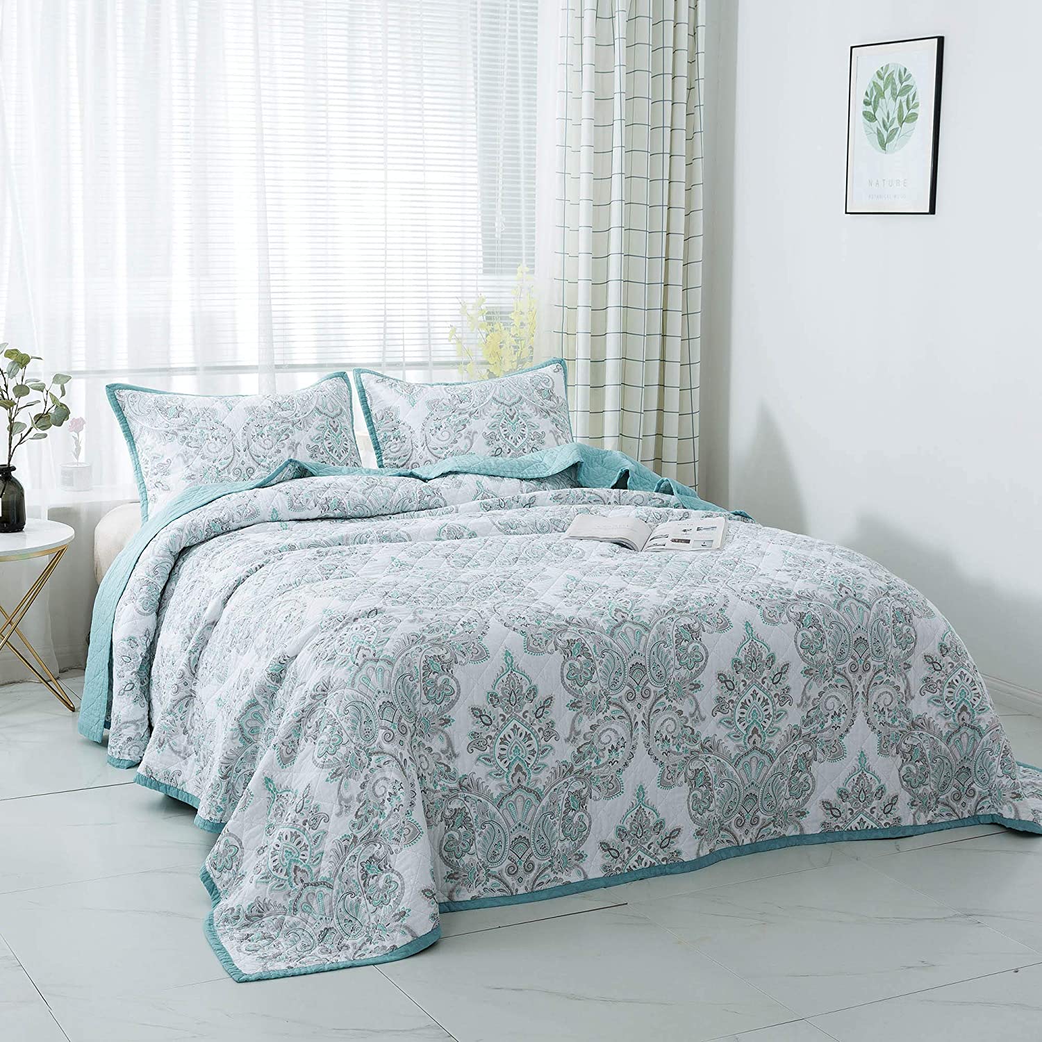 Kasentex 100% Cotton Summer Ultra Soft Floral Design 3 Piece Reversible Bedding Set, Room Decor, Graduation Gifts - Image 14