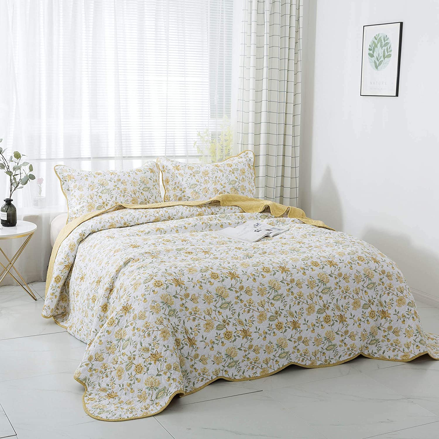 Kasentex 100% Cotton Summer Ultra Soft Floral Design 3 Piece Reversible Bedding Set, Room Decor, Graduation Gifts - Image 2