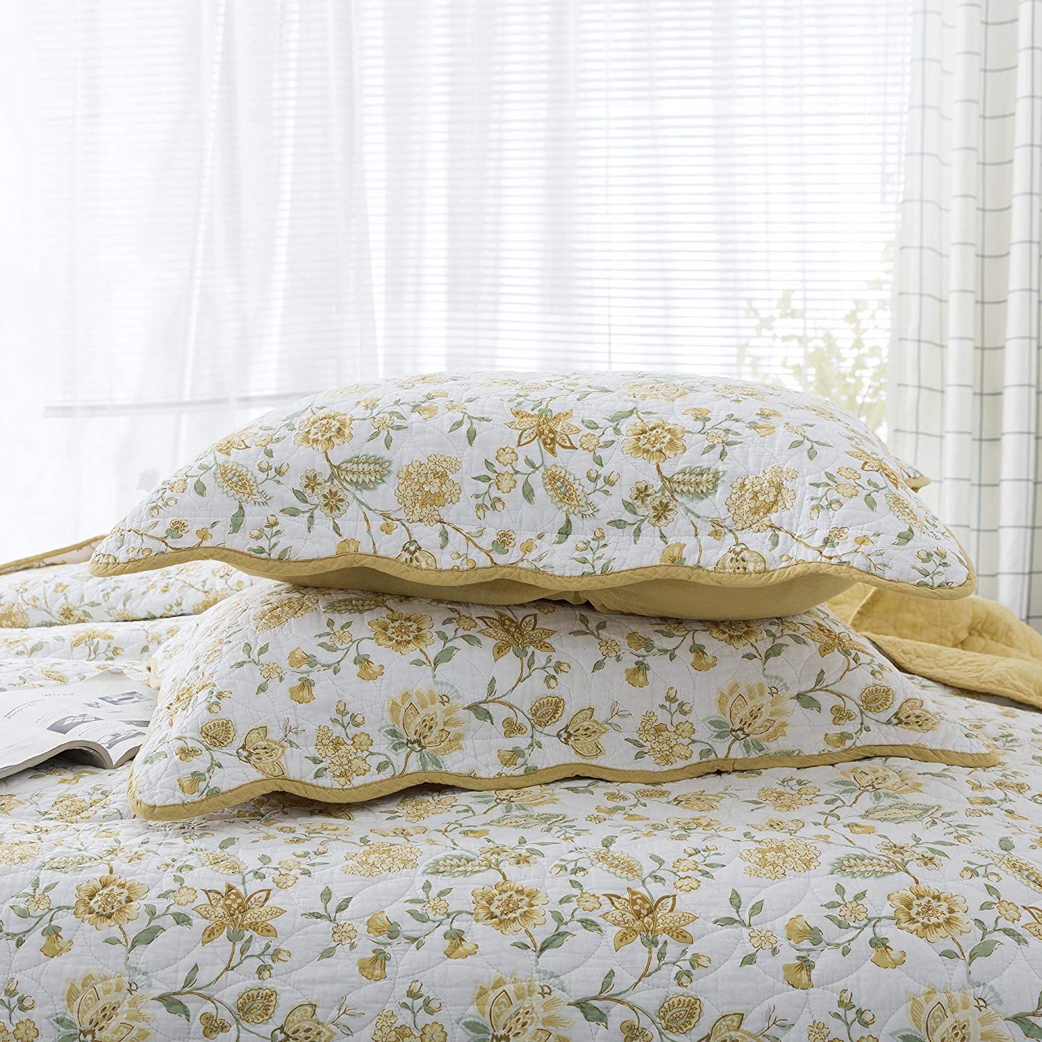 Kasentex 100% Cotton Summer Ultra Soft Floral Design 3 Piece Reversible Bedding Set, Room Decor, Graduation Gifts - Image 3