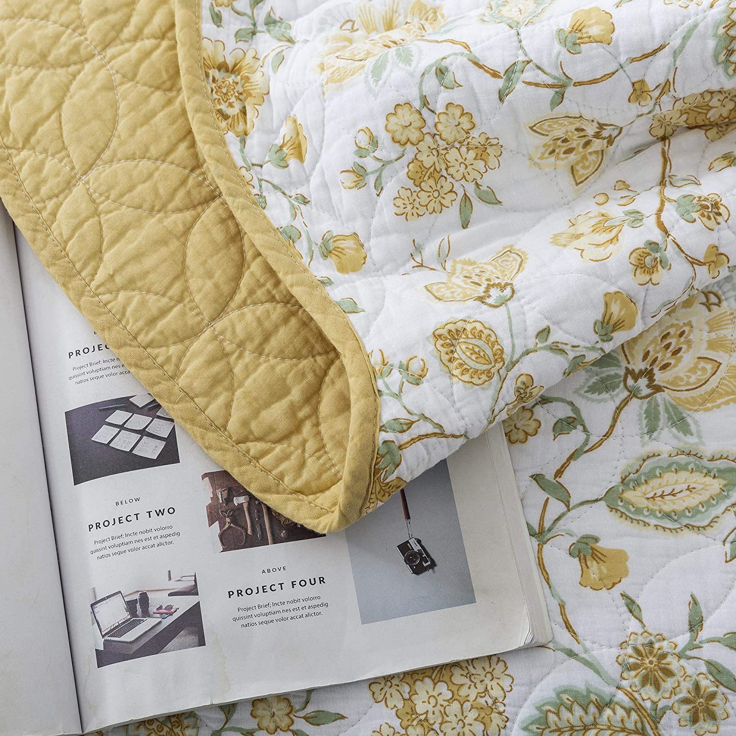 Kasentex 100% Cotton Summer Ultra Soft Floral Design 3 Piece Reversible Bedding Set, Room Decor, Graduation Gifts - Image 4