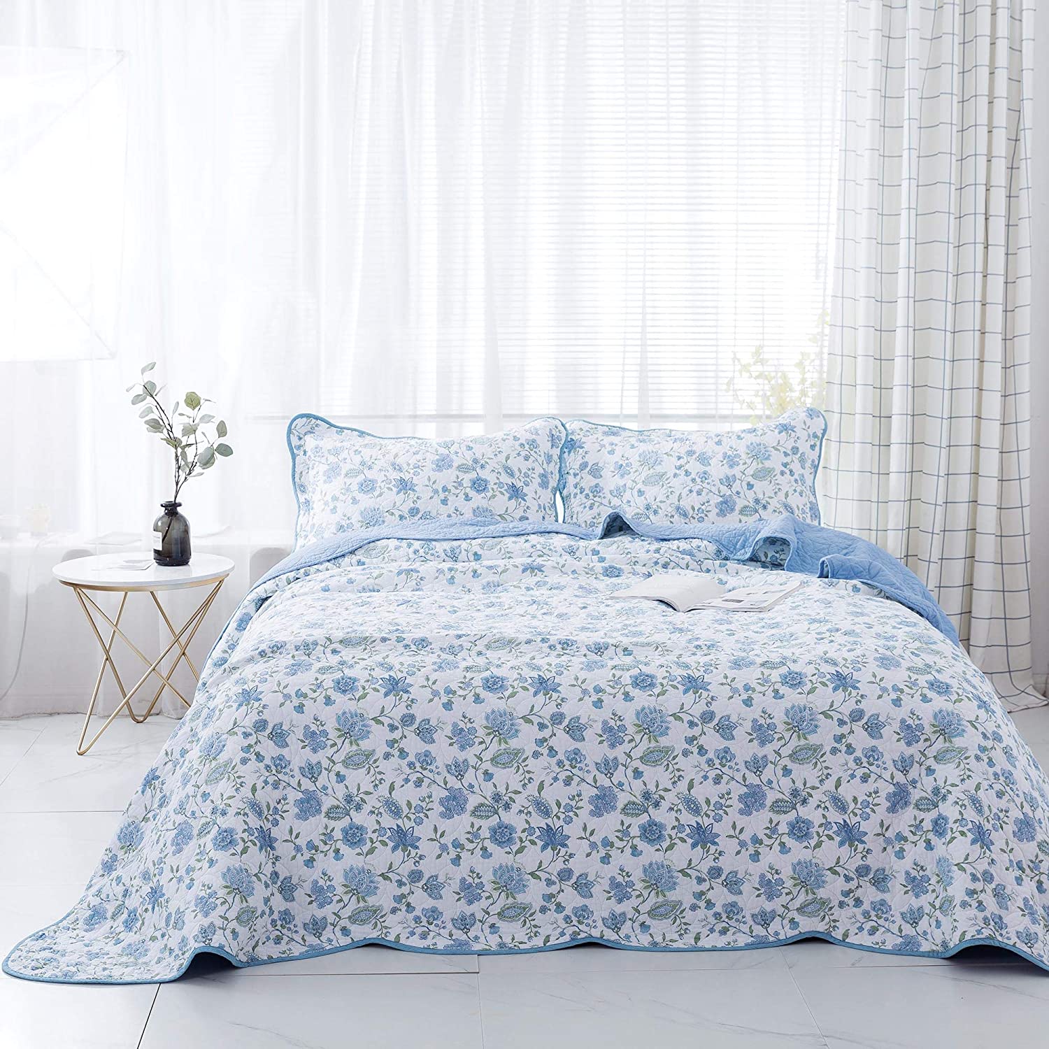 Kasentex 100% Cotton Summer Ultra Soft Floral Design 3 Piece Reversible Bedding Set, Room Decor, Graduation Gifts - Image 7