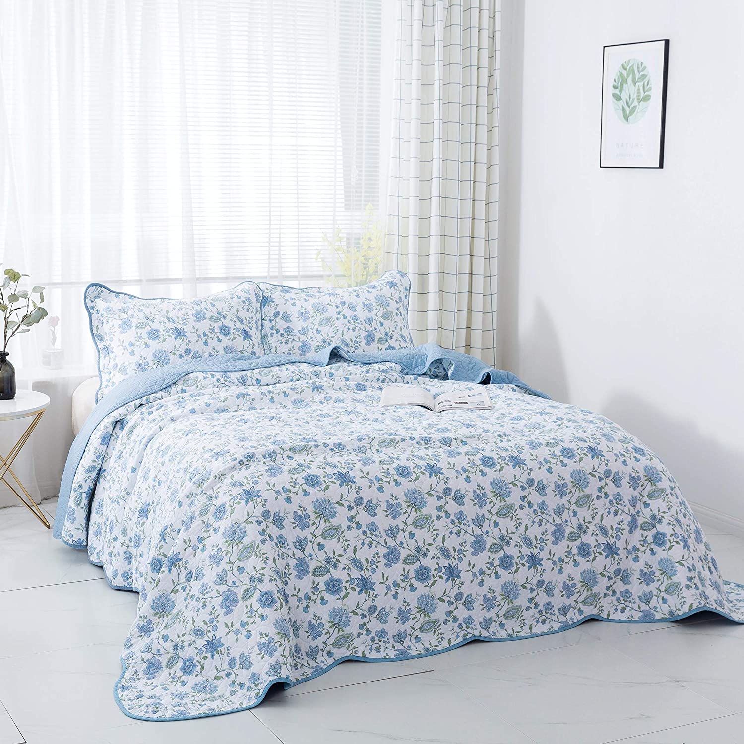 Kasentex 100% Cotton Summer Ultra Soft Floral Design 3 Piece Reversible Bedding Set, Room Decor, Graduation Gifts - Image 8