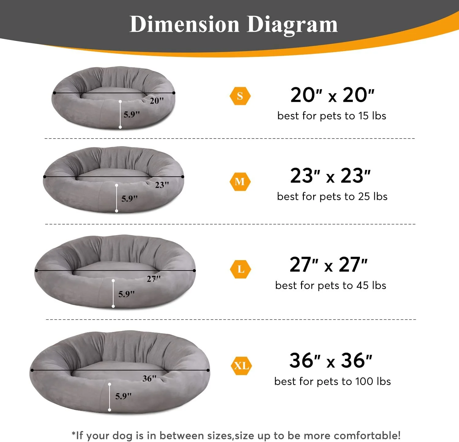 Kasentex Donut Design Round Dog Bed, Anti Slip and Machine Washable - Image 2