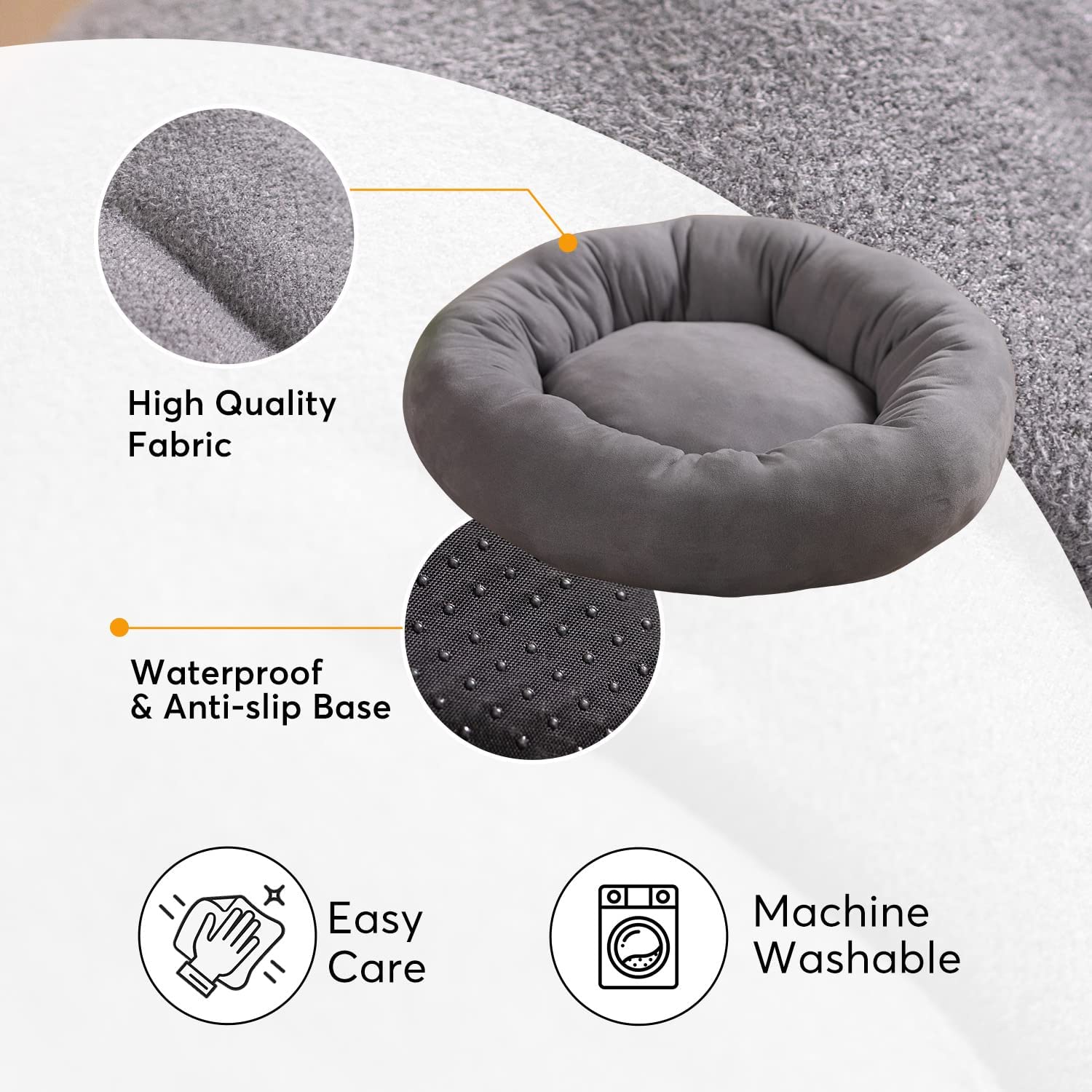 Kasentex Donut Design Round Dog Bed, Anti Slip and Machine Washable - Image 8