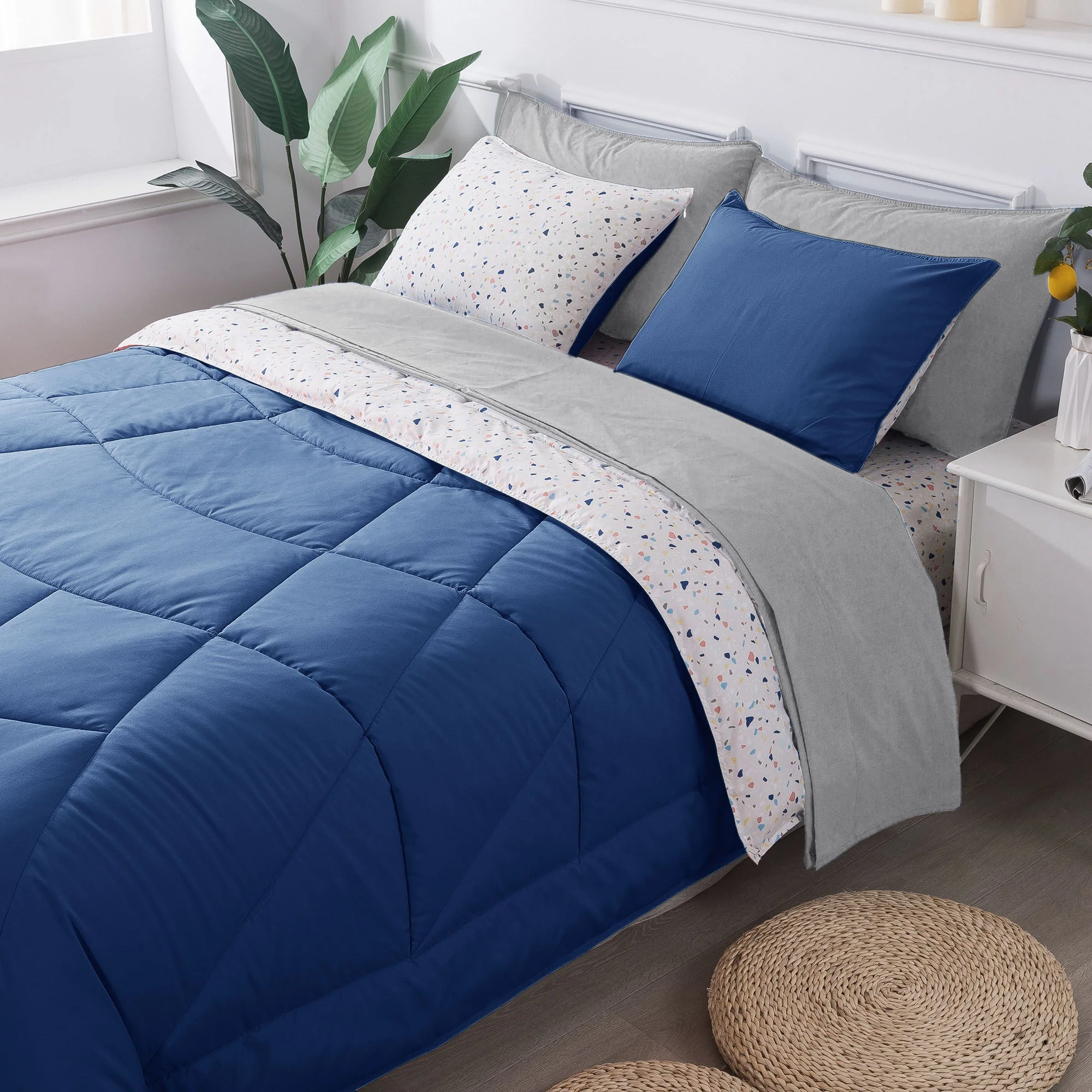 Kasentex Reversible 5 and 7 Piece Ultra Soft Cozy Bed Comforter Sets, Room Decor - Image 11