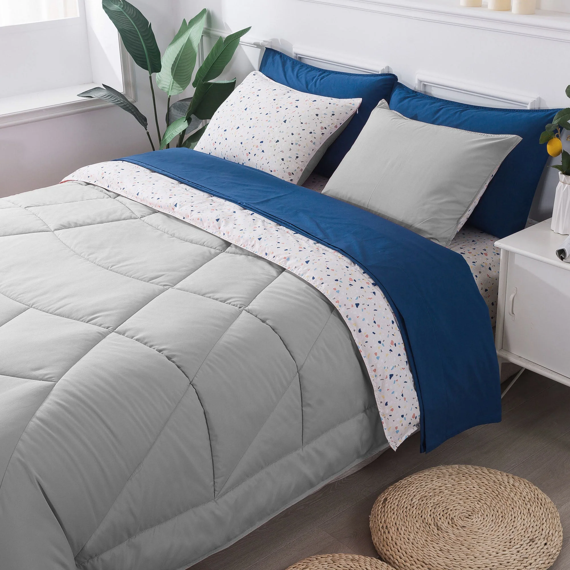 Kasentex Reversible 5 and 7 Piece Ultra Soft Cozy Bed Comforter Sets, Room Decor - Image 12